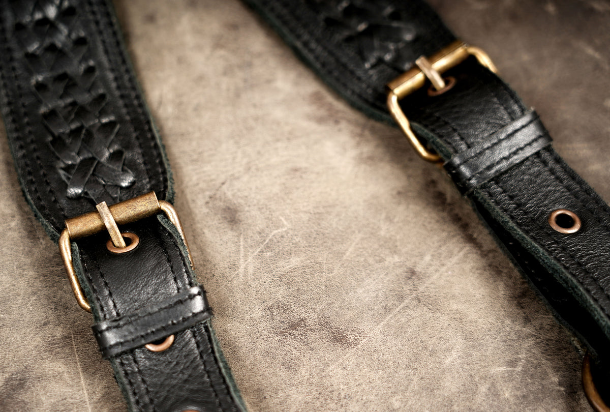 Edgy streetwear leather harness bag for music festivals and events