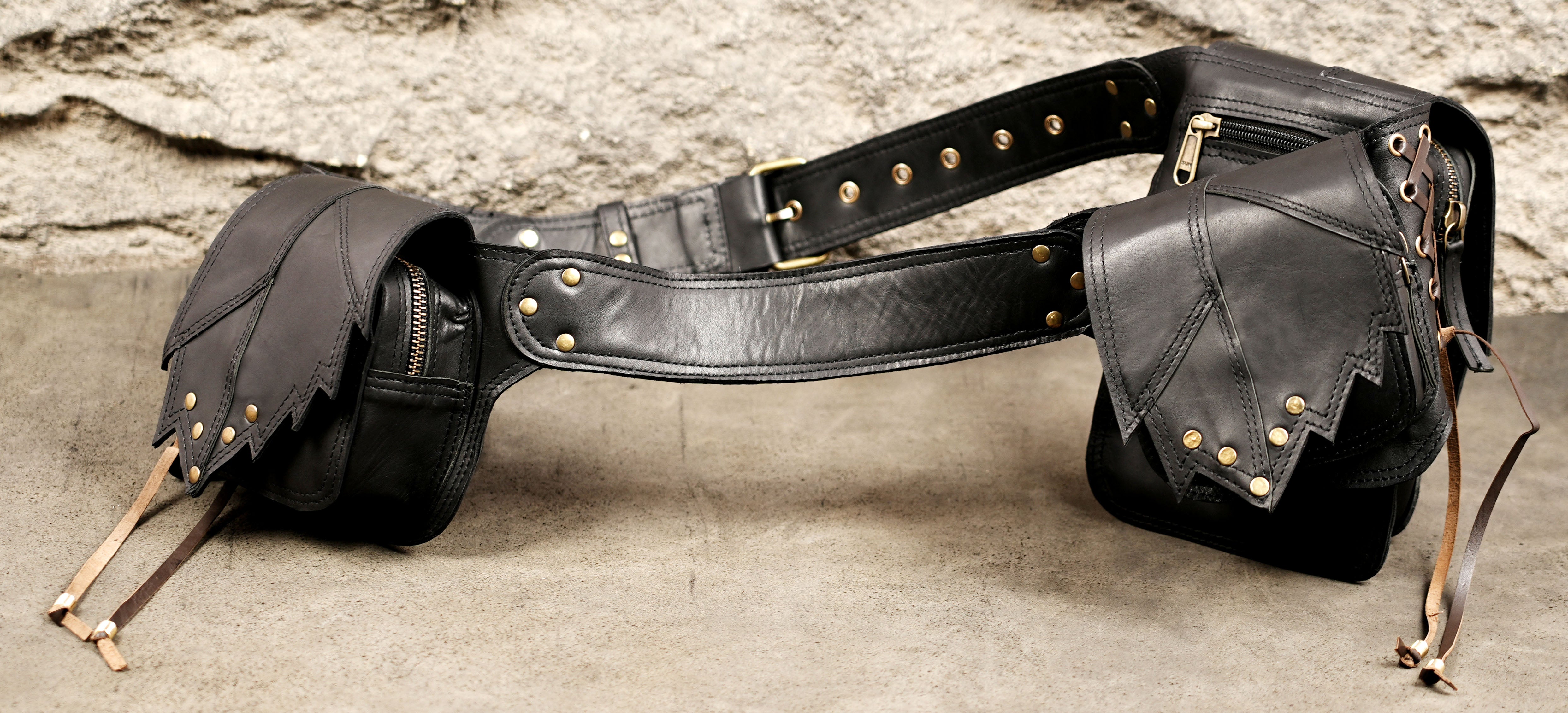 Leather utility hip belt for festivals and outdoor use