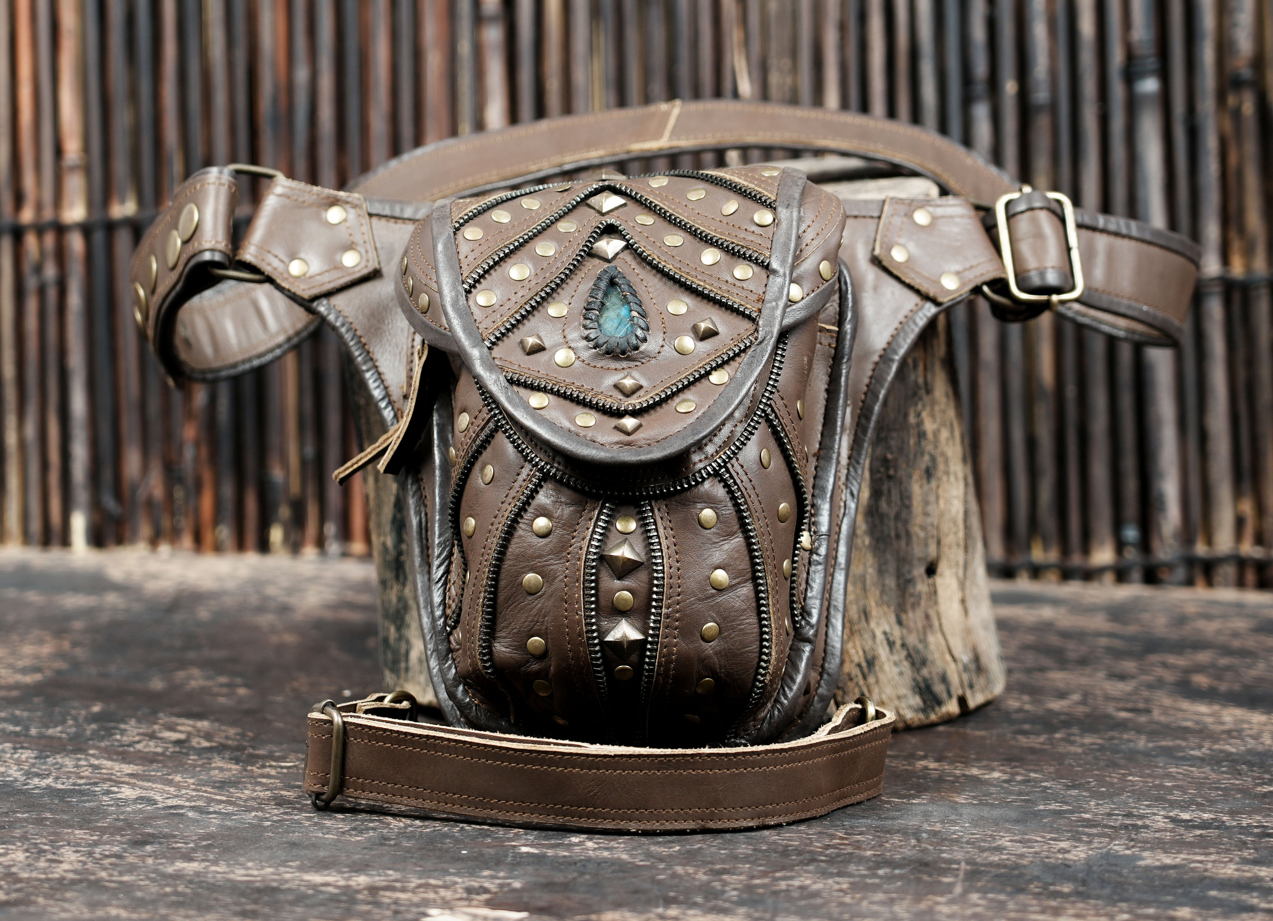 Genuine leather waist thigh belt with adjustable straps || Brown leather utility waist thigh belt for festivals (LT/AB/WBTS/6006)