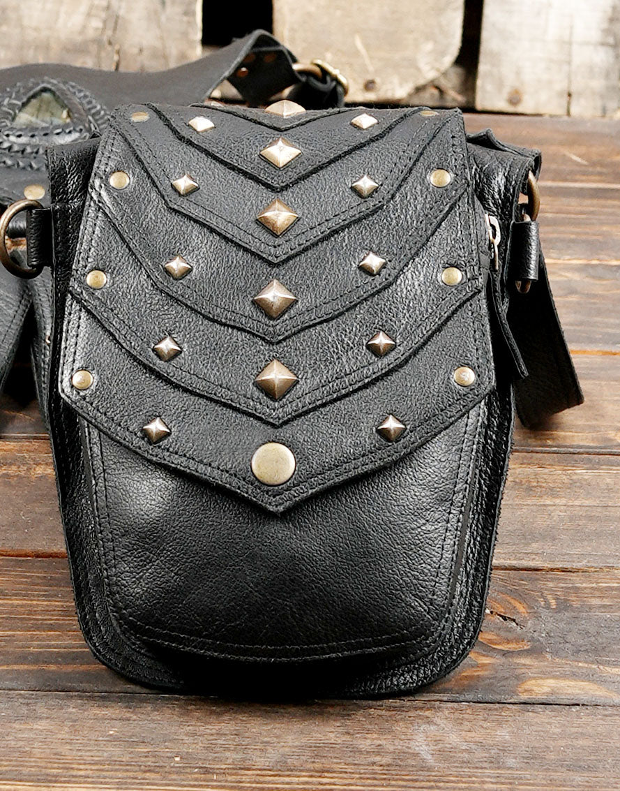 Black Studded Leather Holster