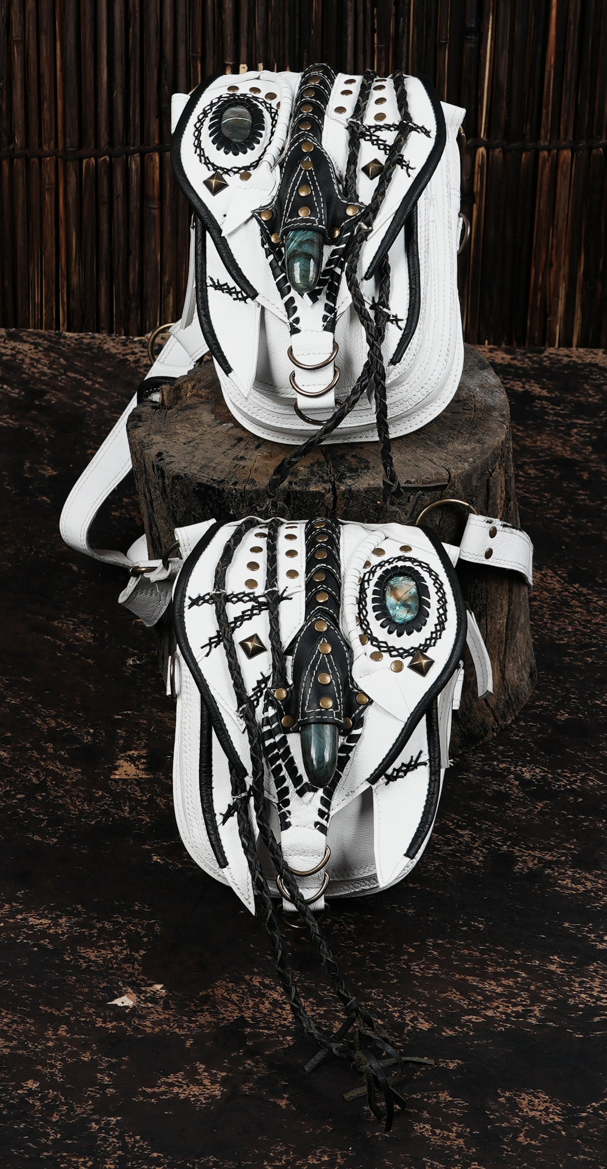 Gothic style white holster with twin storage pockets