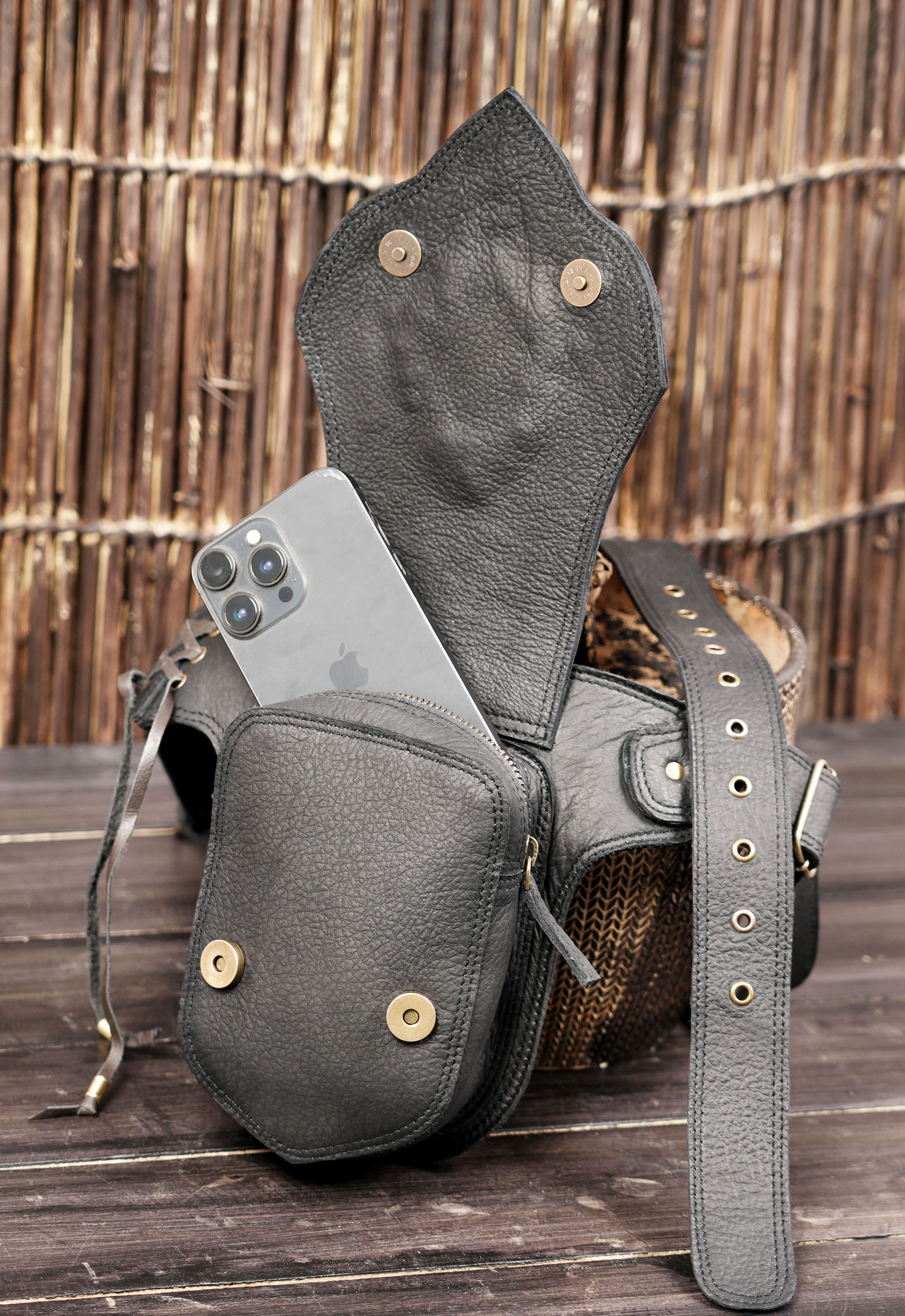 Festival leather waist bag boho style