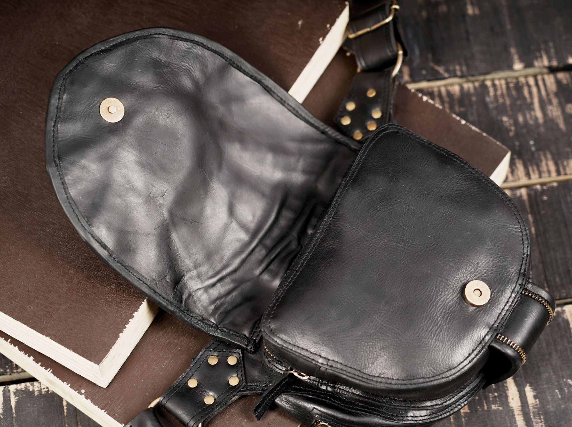 Biker style leather utility pouch