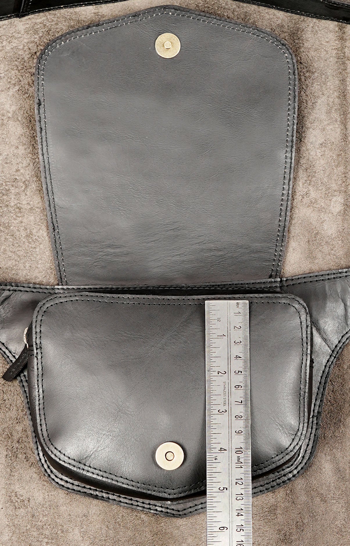 Black leather festival waist pouch