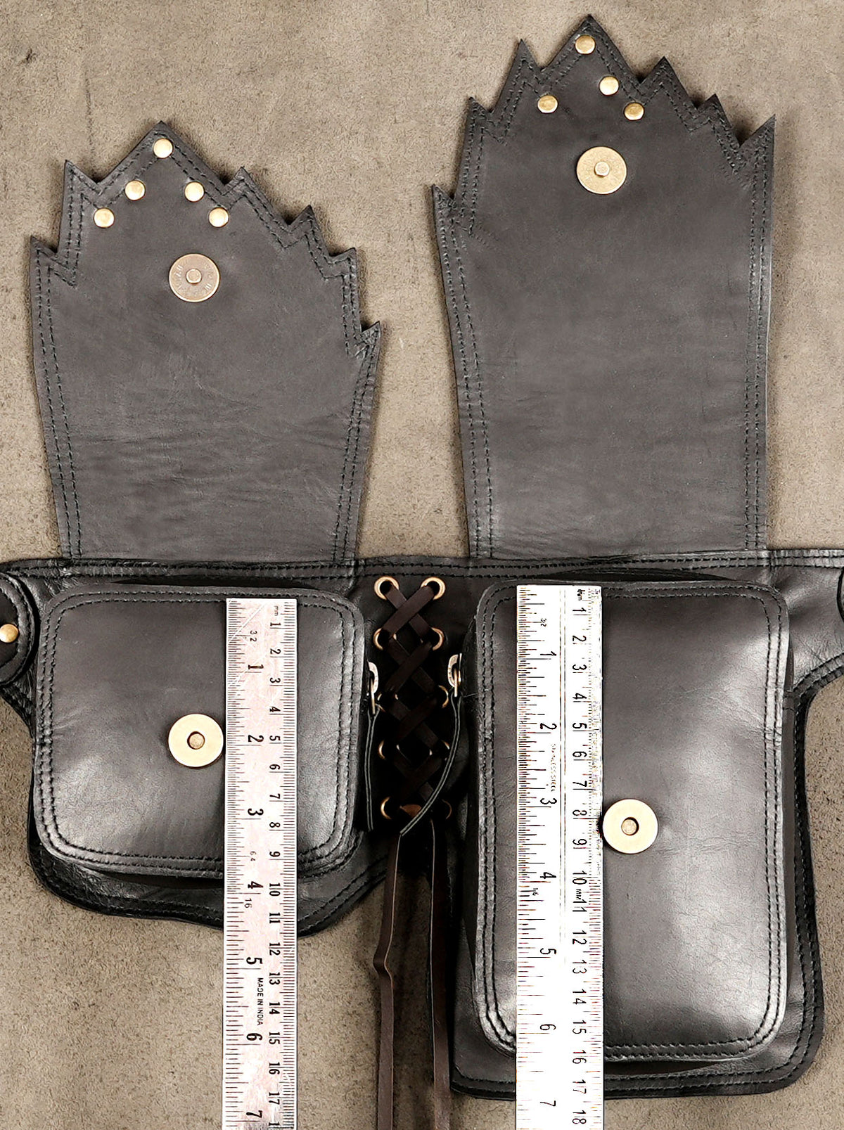 Rustic multi pouch leather belt for everyday essentials
