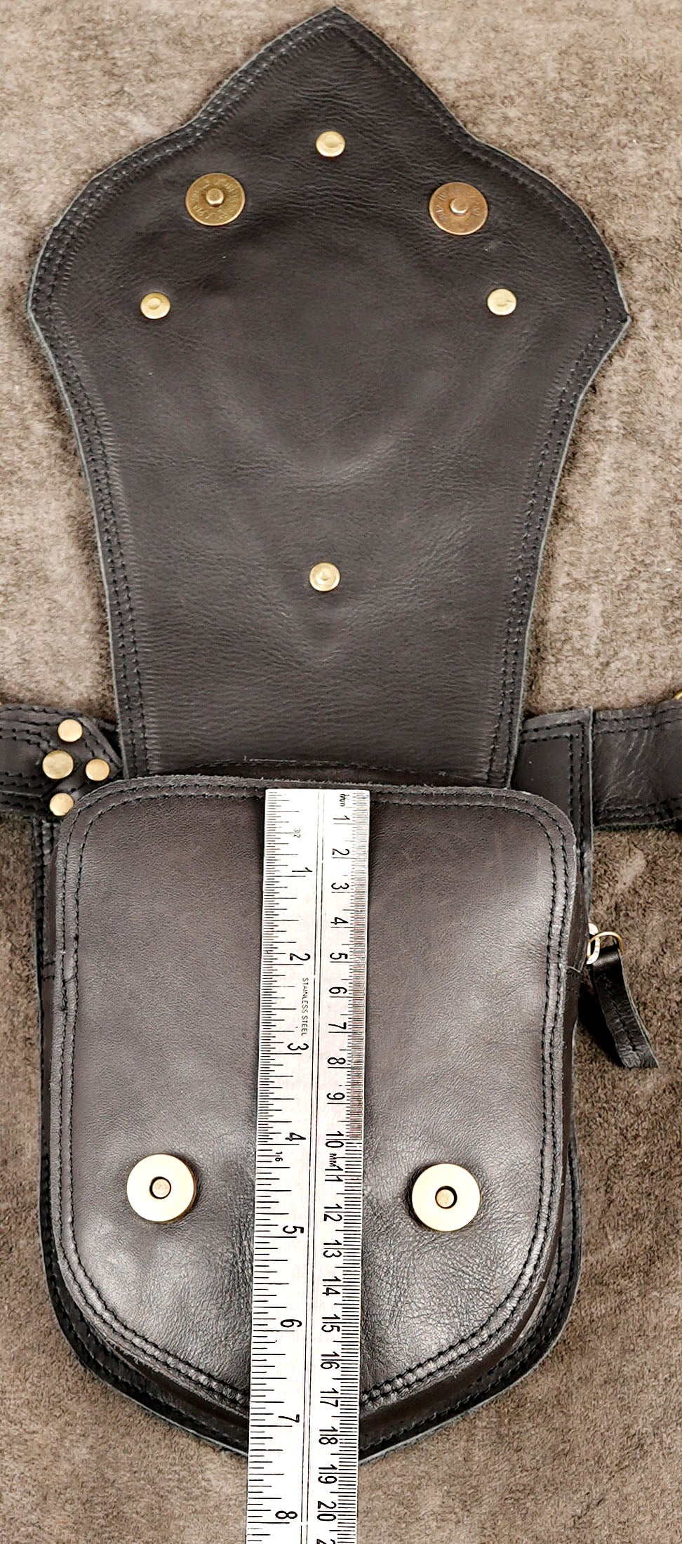 Unisex black leather utility belt with secure pouches