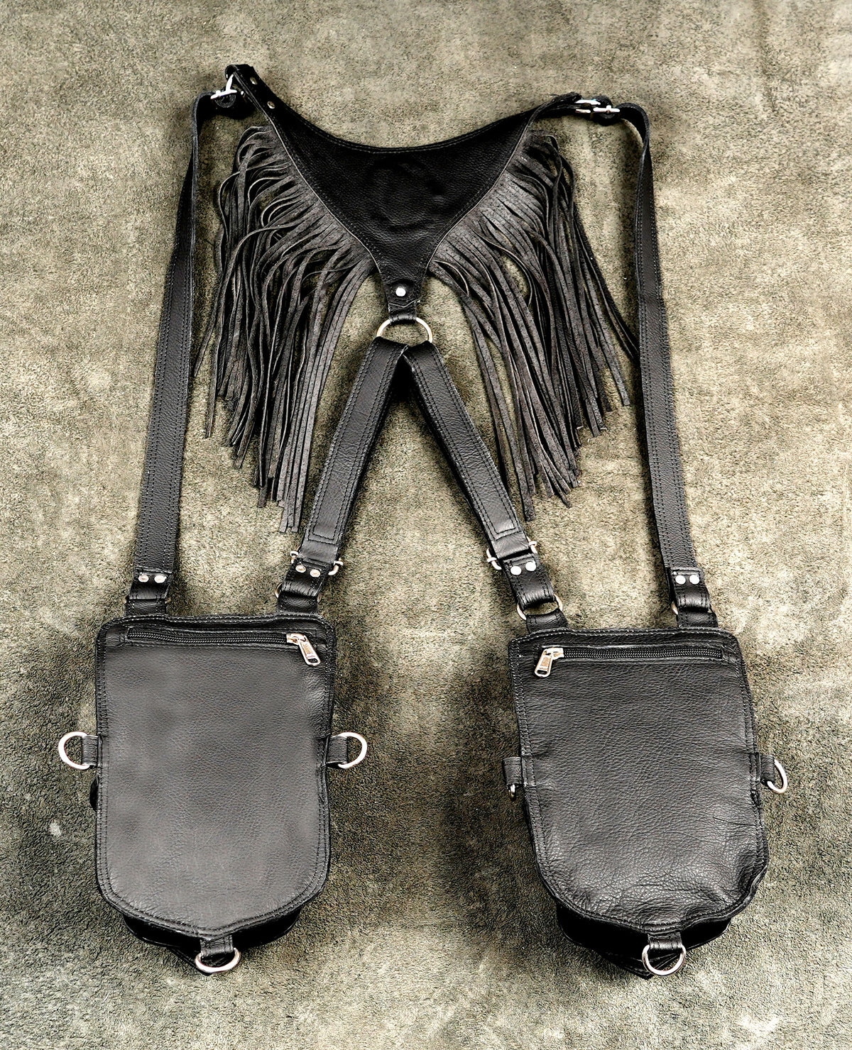 Leather utility belt pouches convertible to shoulder holster bag