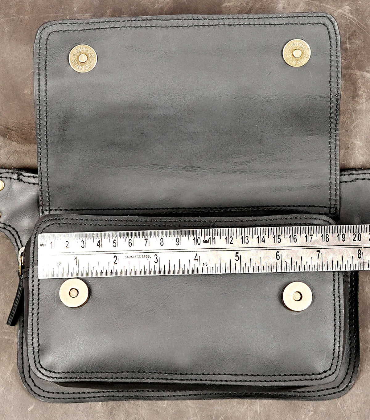 Genuine leather fanny pack with adjustable waist belt