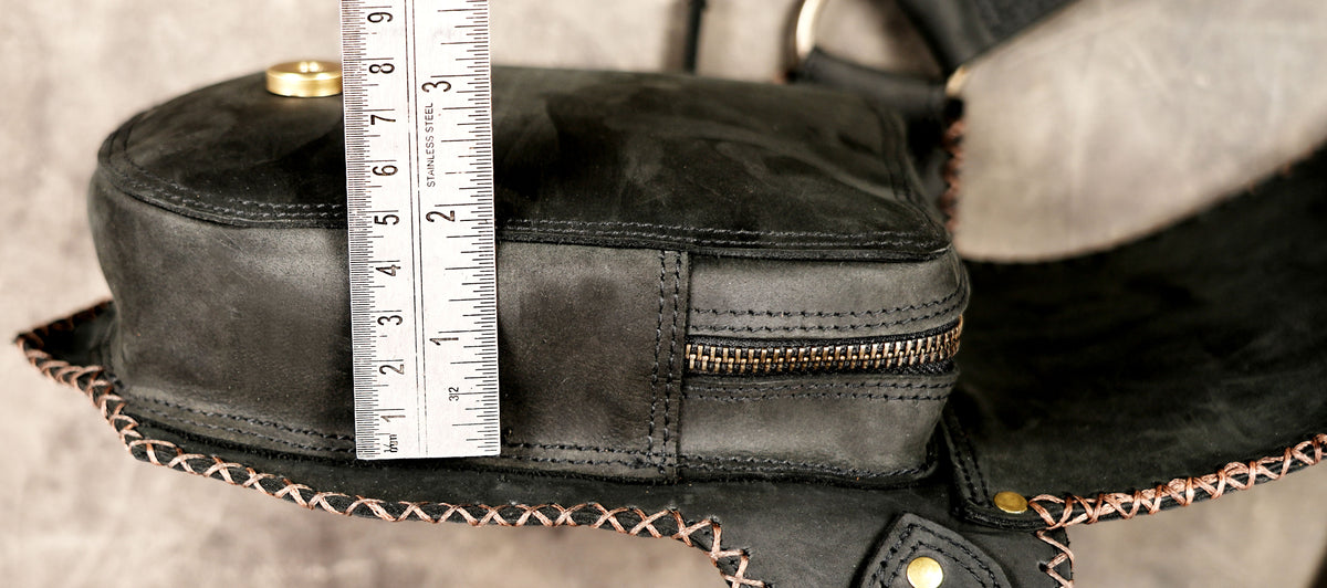 Bohemian leather hip belt with antique brass studs