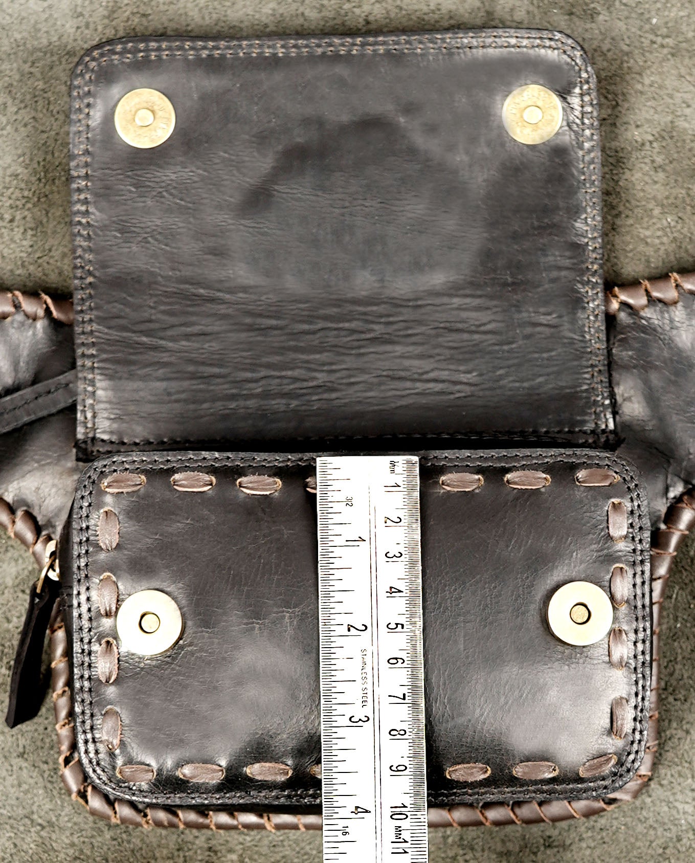 Leather festival belt with storage pouch