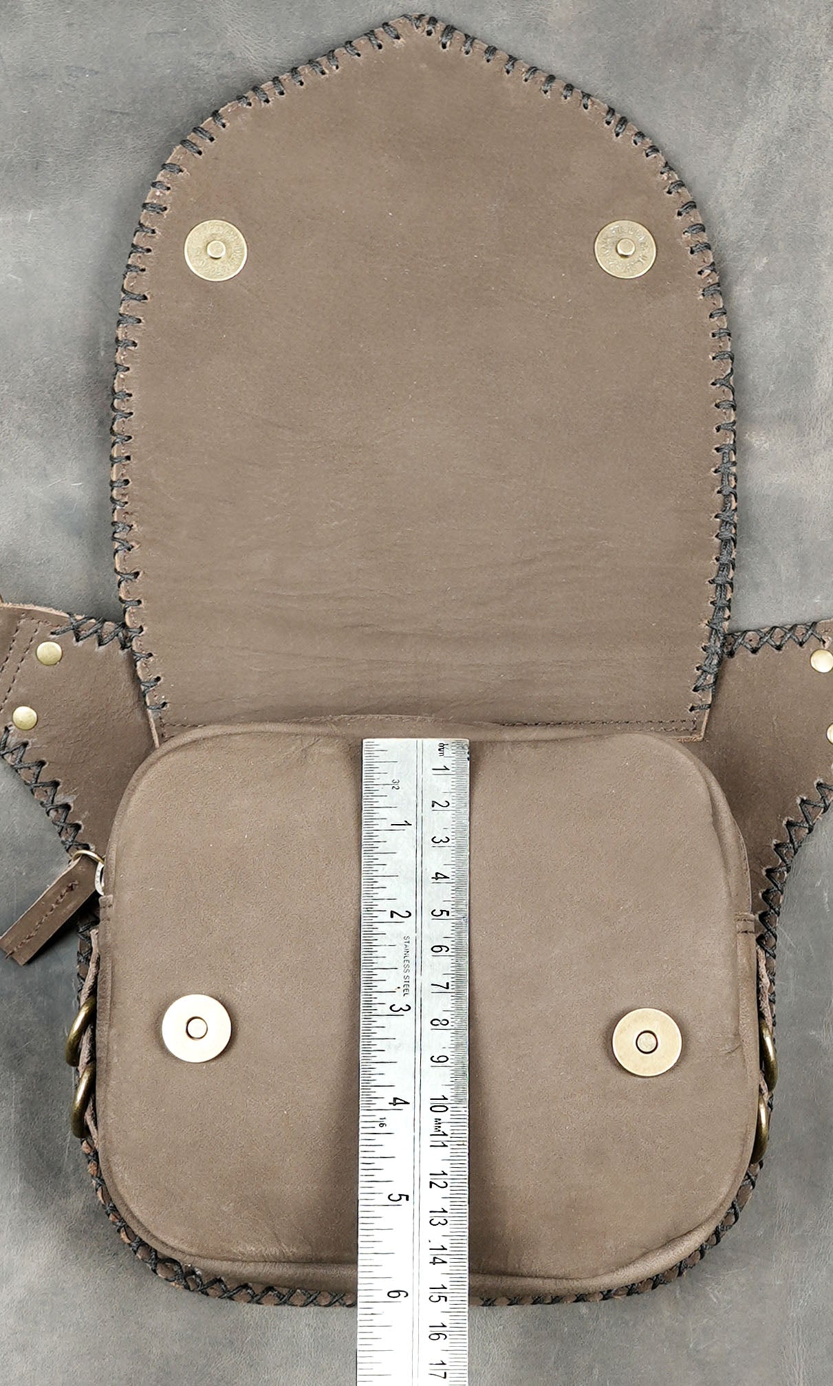 Unisex leather fanny pack with natural gemstone detail