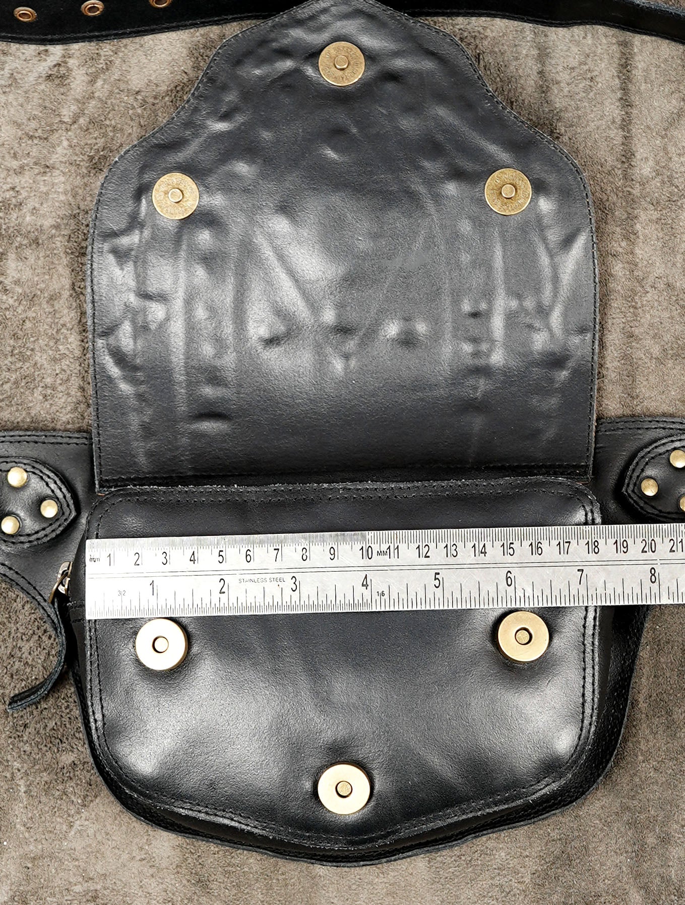 Boho chic leather fanny pack with tooled front flap