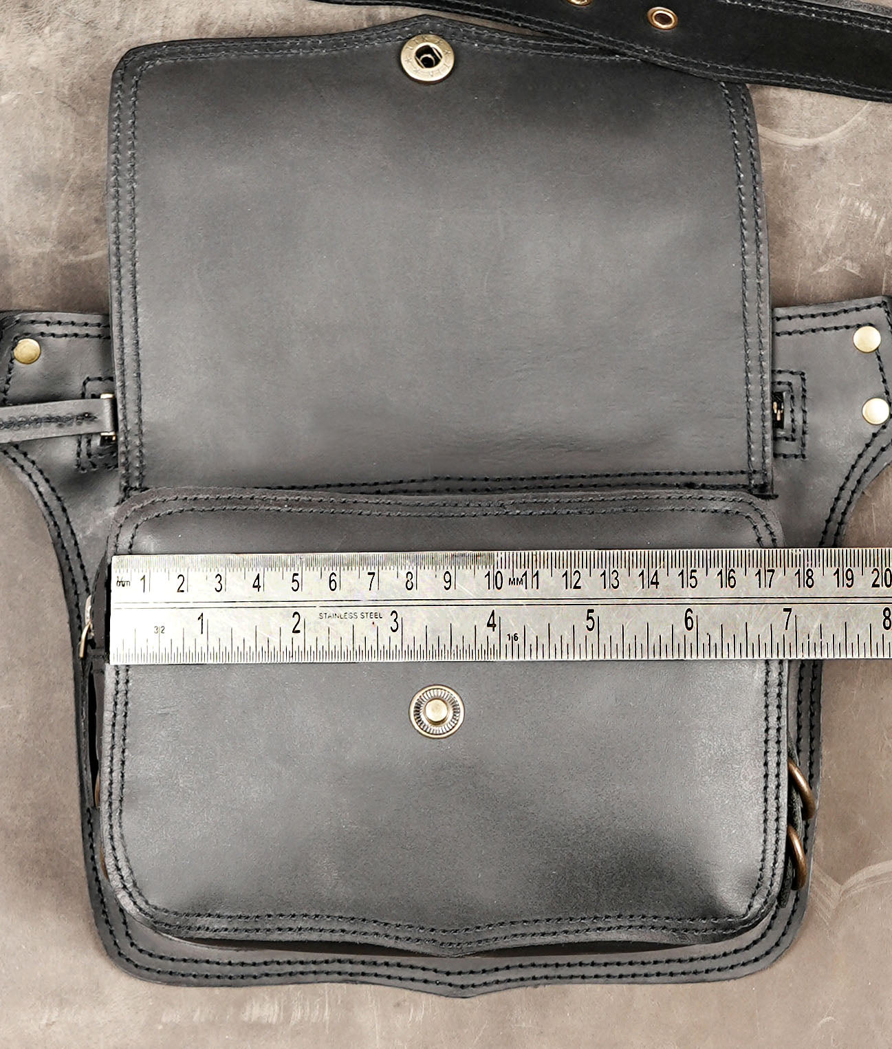 Handmade leather waist bag for travel