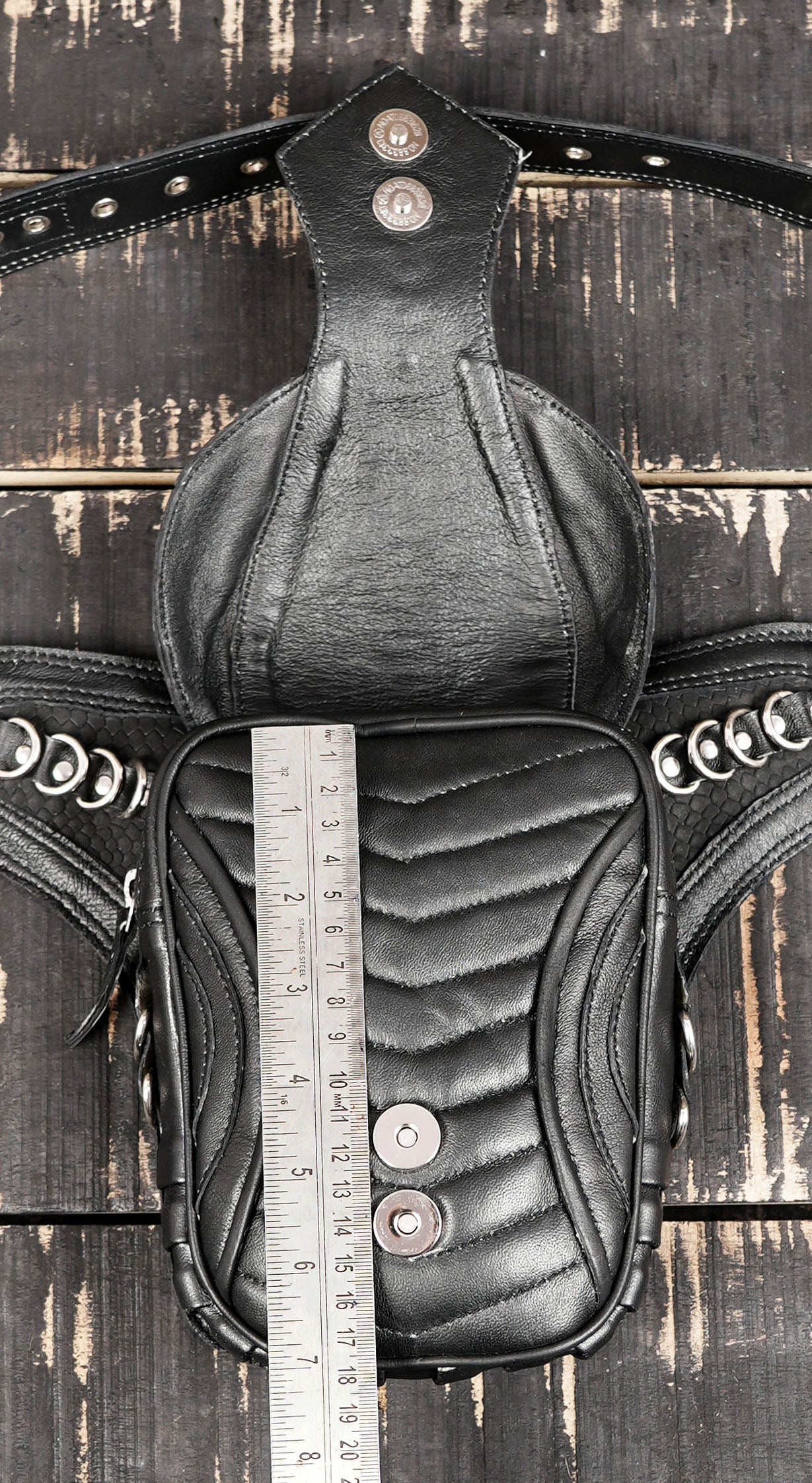 Handmade Black Leather Waist Belt with Front Utility Pouch | Adjustable Leather Belt Bag | Gothic Festival Travel Leather Belt (LT/NS/WB/6032)