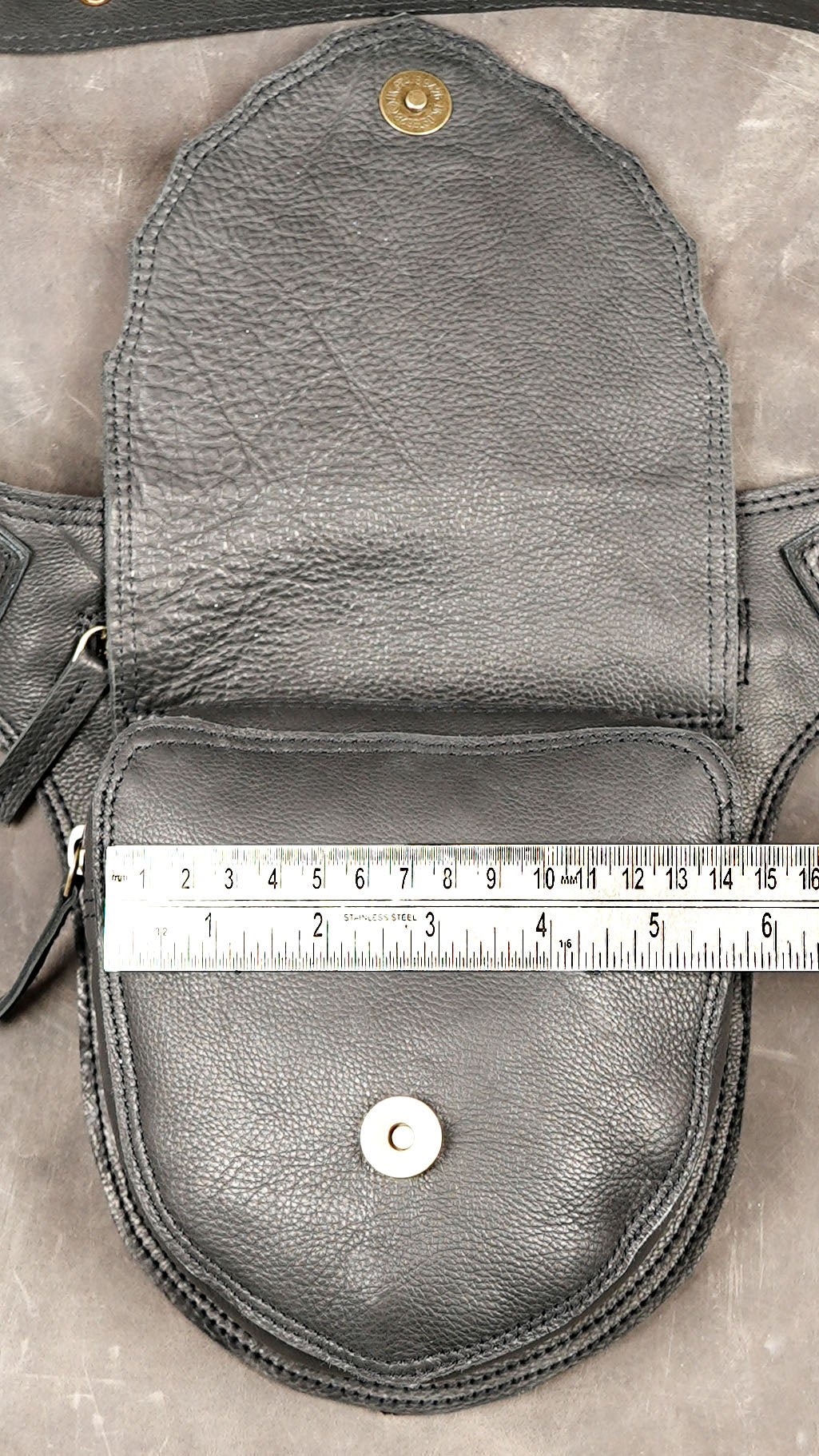 Black leather hip pouch with adjustable waist strap