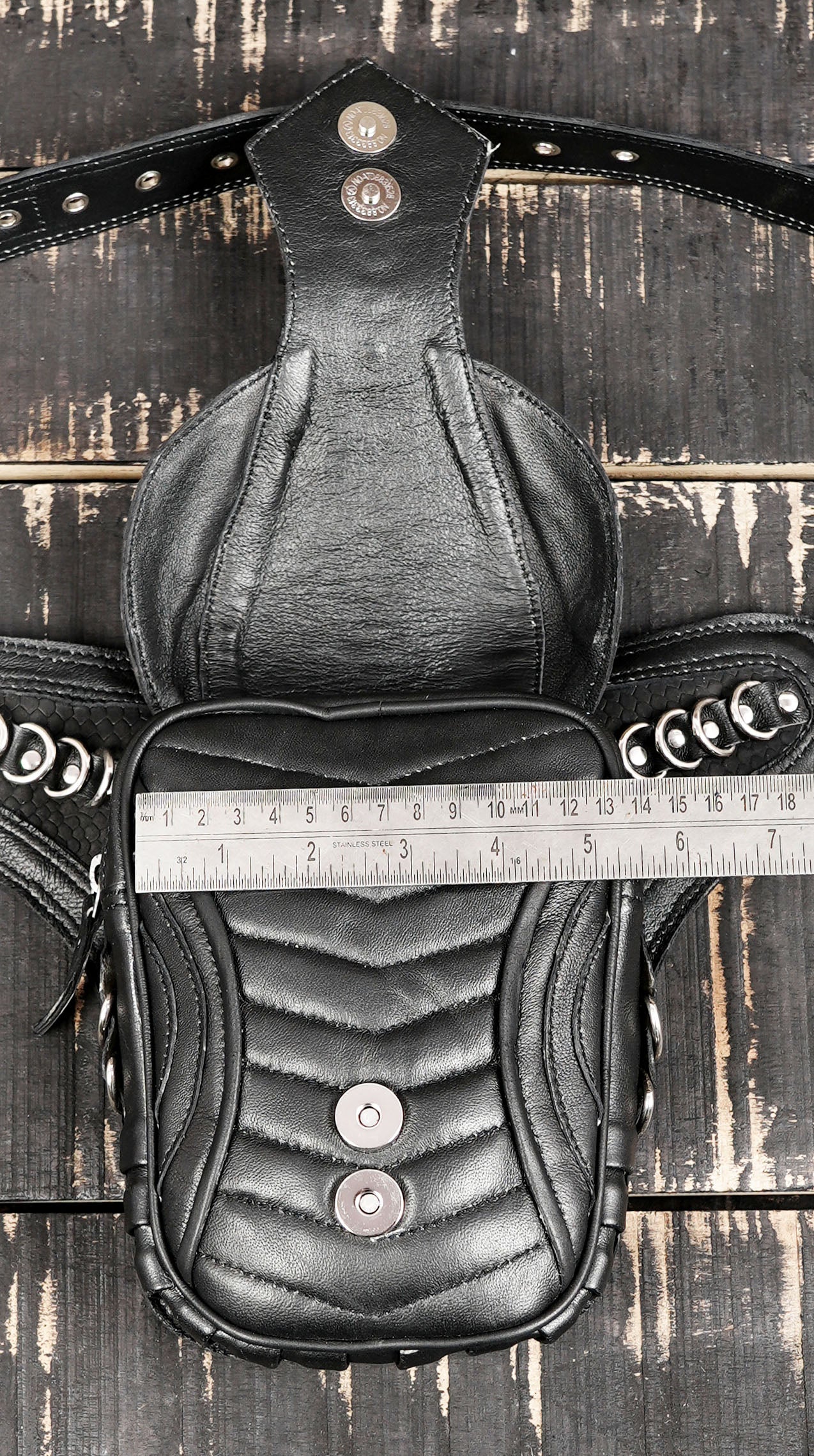 Handmade Black Leather Waist Belt with Front Utility Pouch | Adjustable Leather Belt Bag | Gothic Festival Travel Leather Belt (LT/NS/WB/6032)