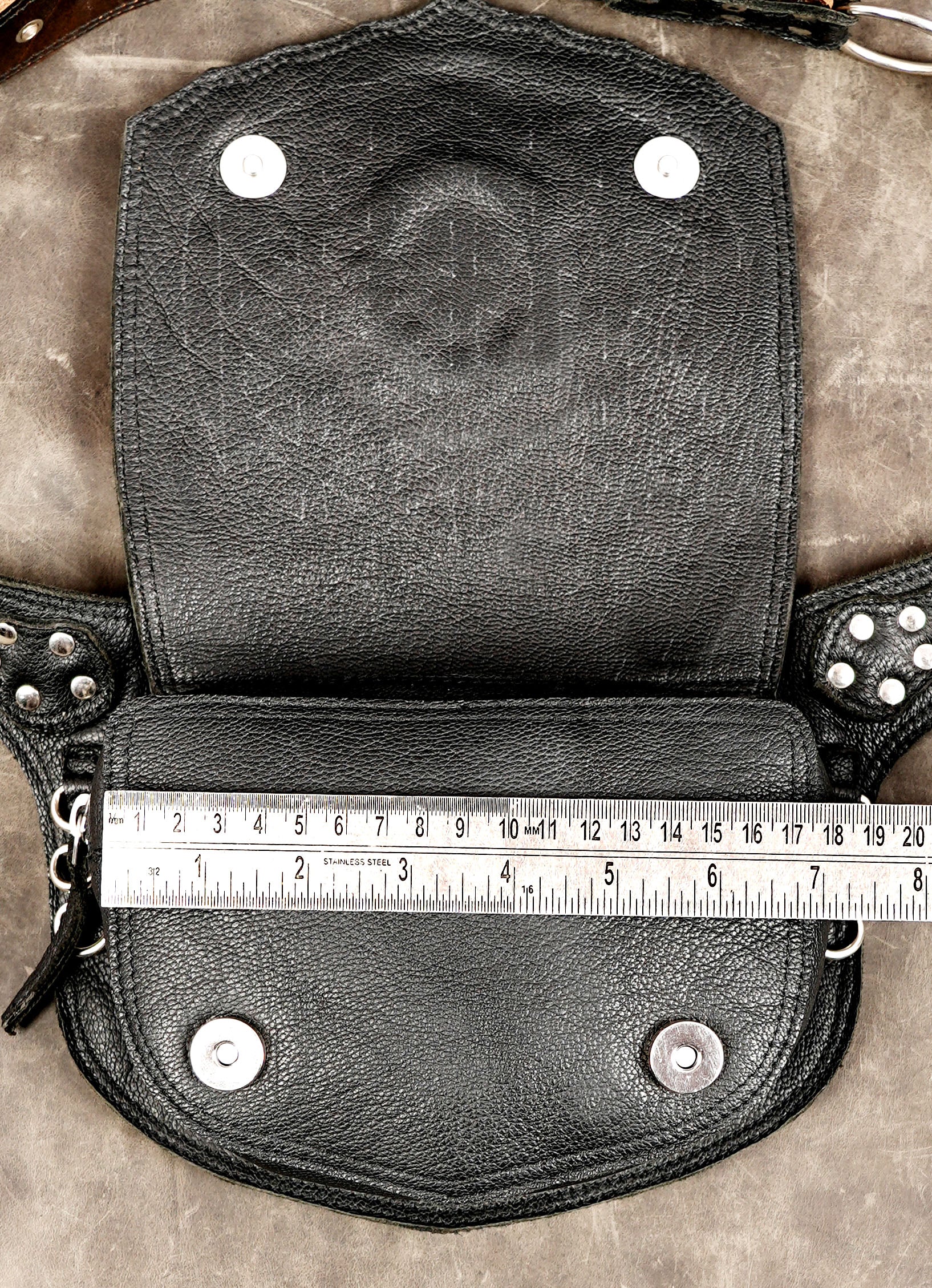 Handmade Leather Festival Waist Bag with Labradorite Stone, Sacred Geometry Hip Belt Pouch, Silver Hardware