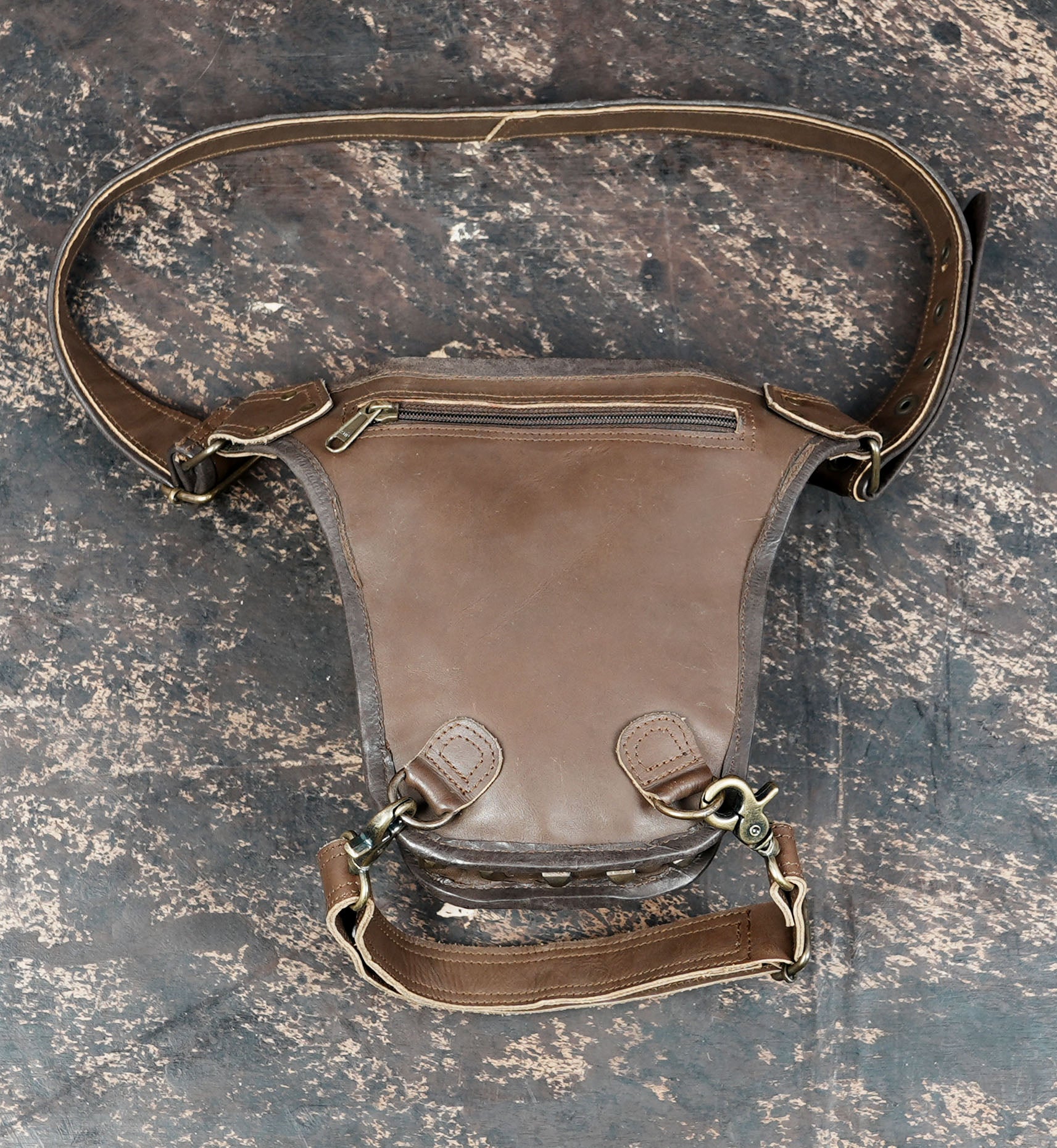 Decorative leather waist thigh belt with strong stitching