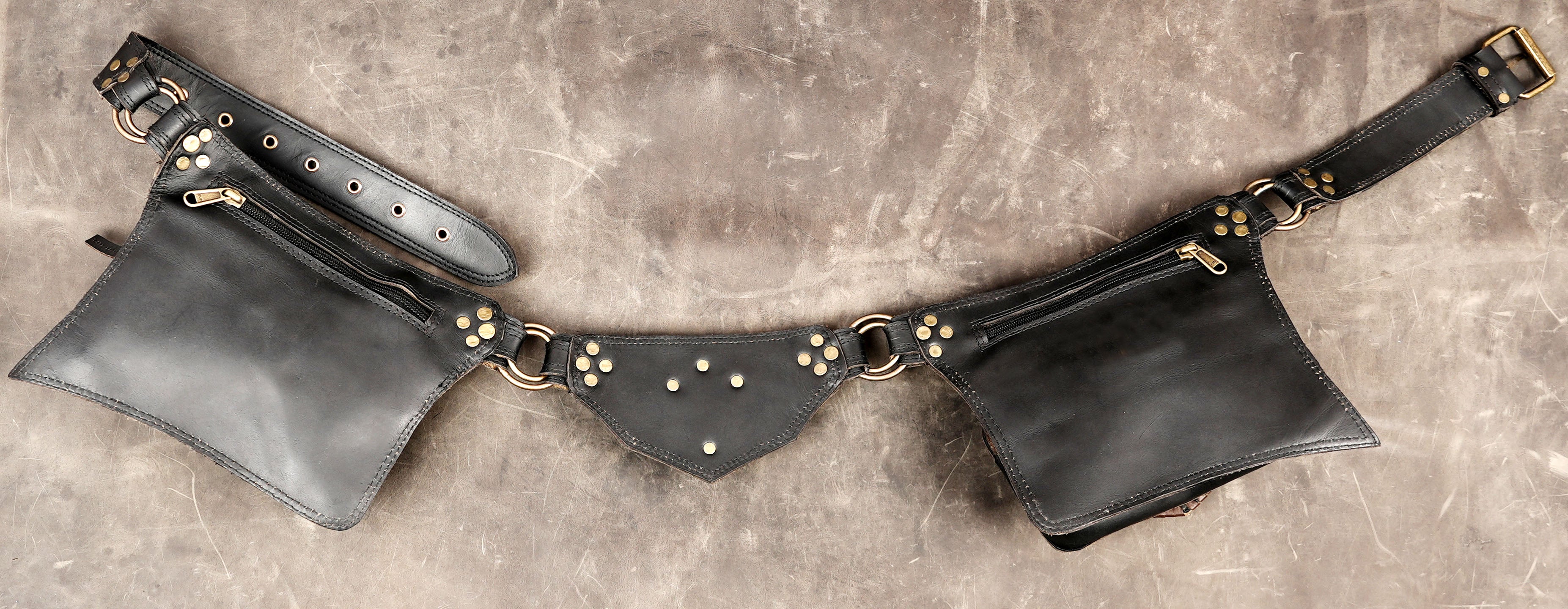 Handmade boho leather waist pouch