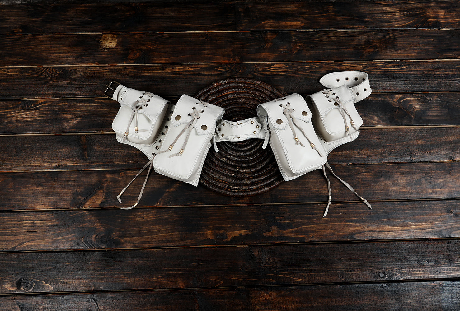 Premium leather utility belt with secure closures