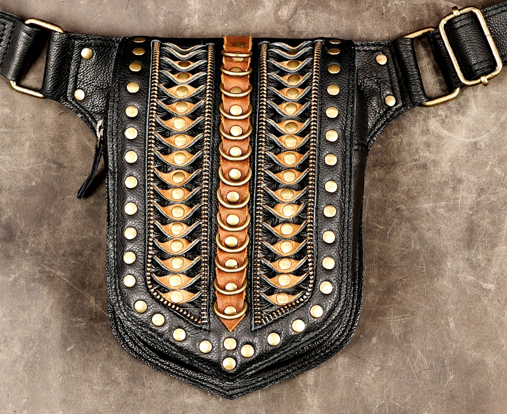 Leather statement waist belt with decorative detailing