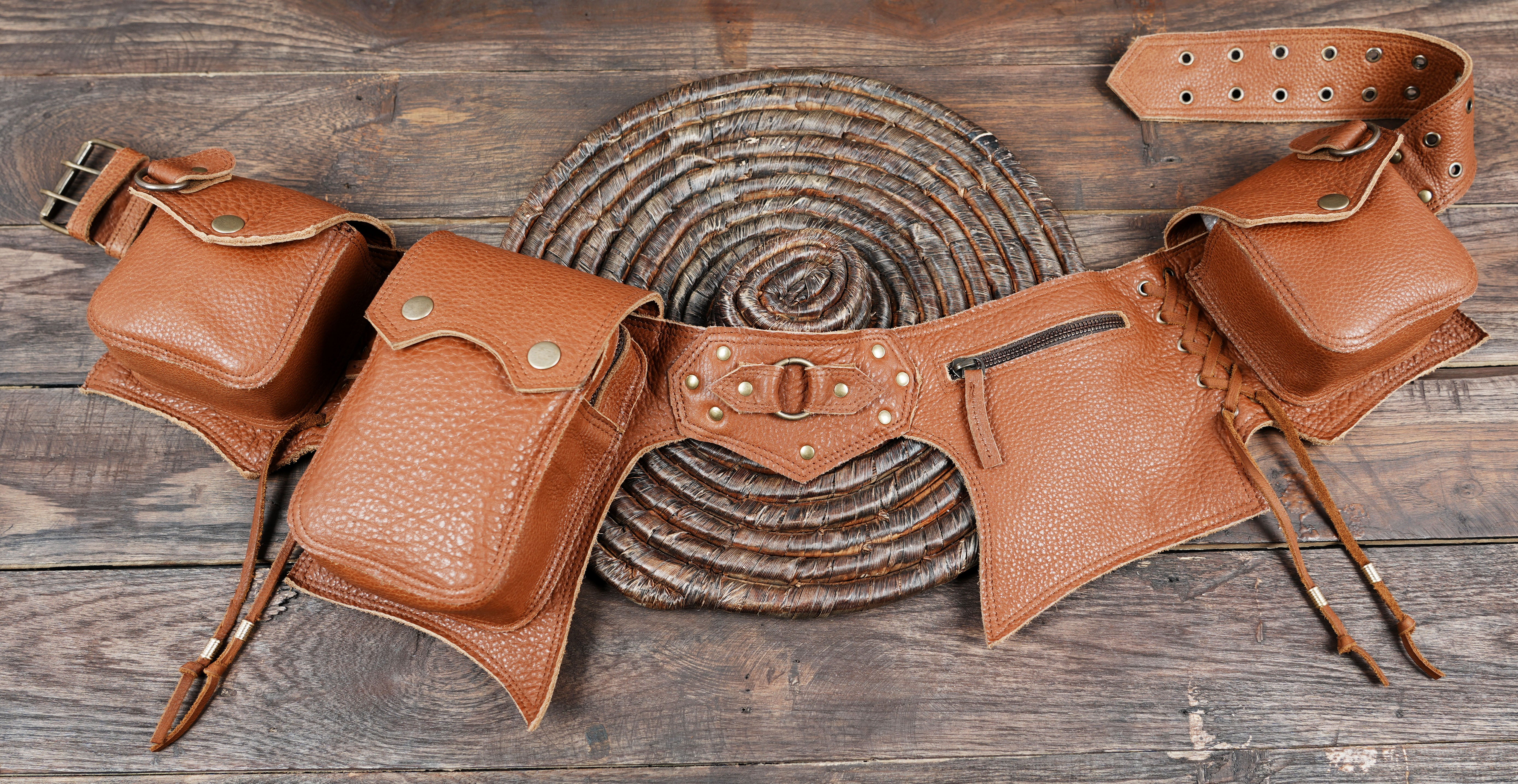 Durable leather waist belt handmade