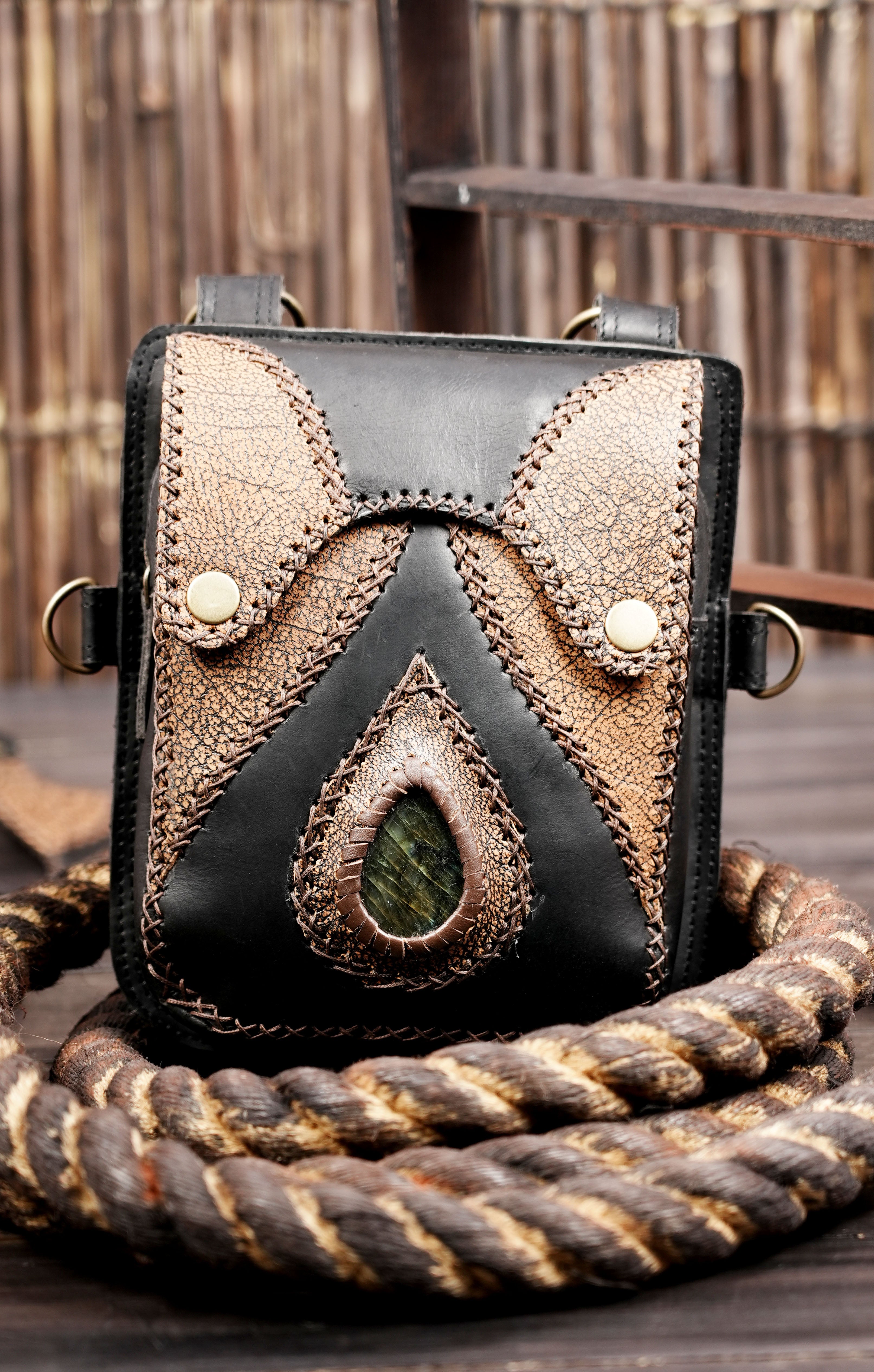 Genuine leather utility holster with adjustable straps and zippered pockets