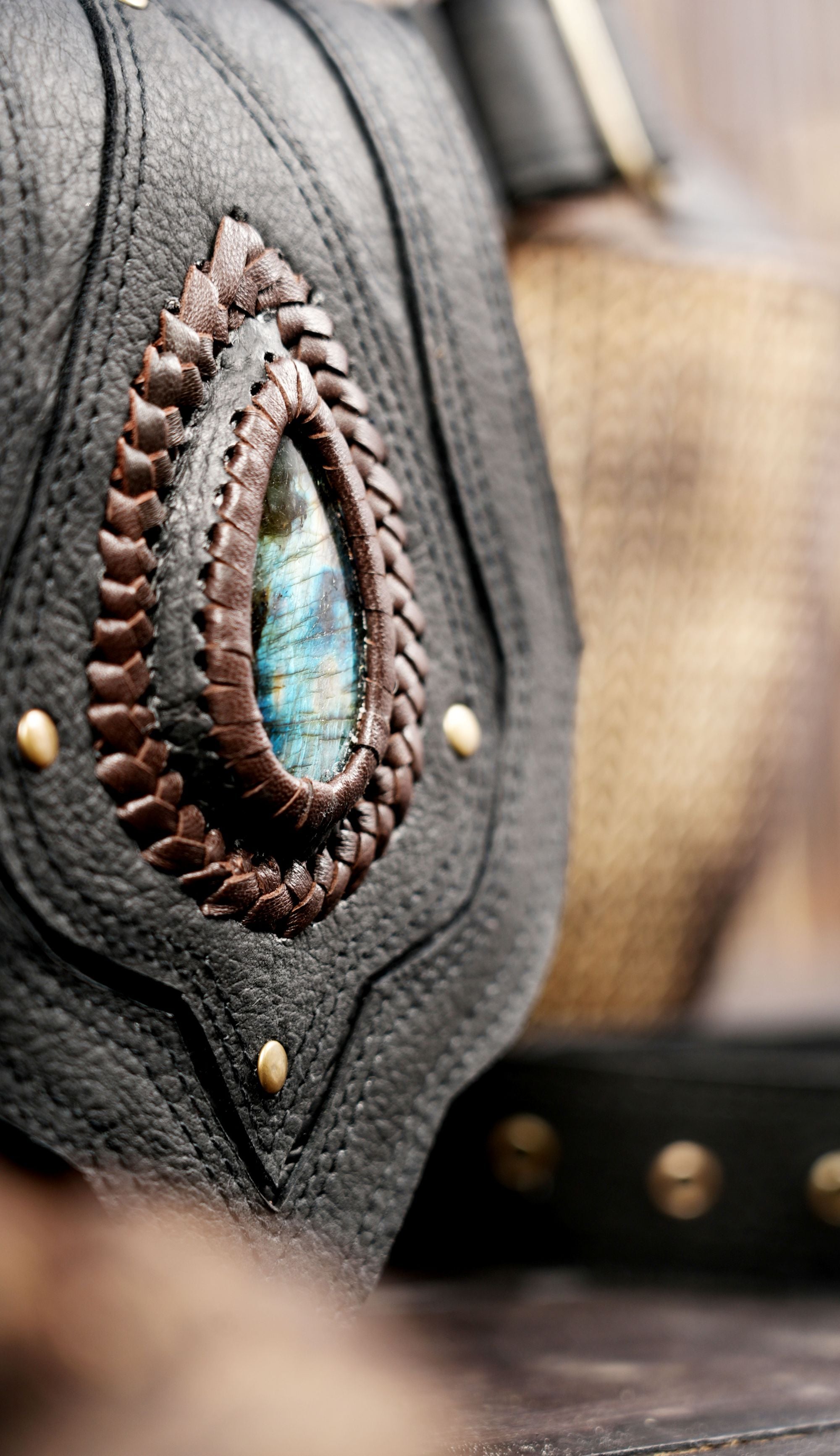 Boho leather festival hip bag