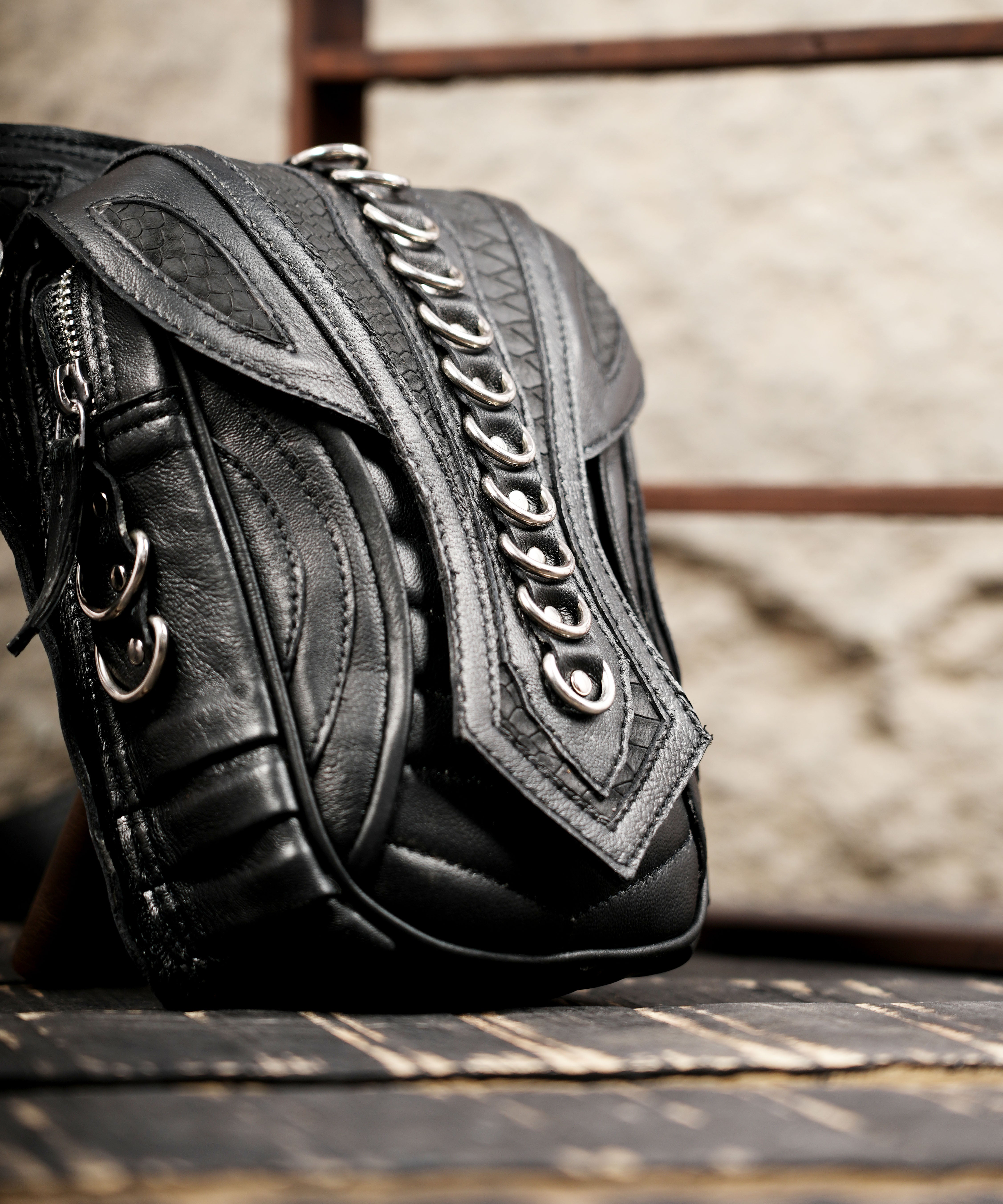 Handmade Black Leather Waist Belt with Front Utility Pouch | Adjustable Leather Belt Bag | Gothic Festival Travel Leather Belt (LT/NS/WB/6032)