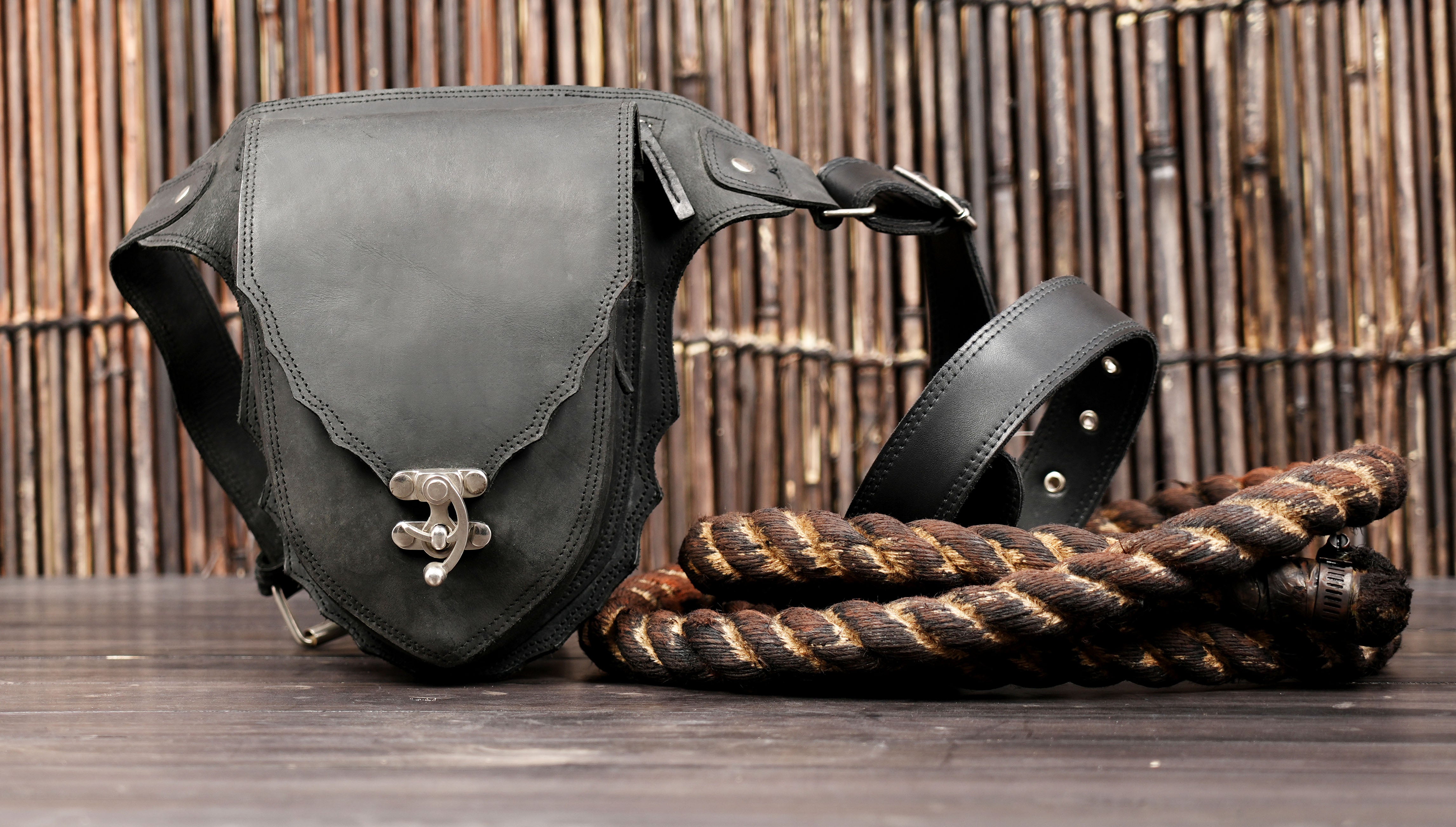 Leather waist belt for travel and festivals