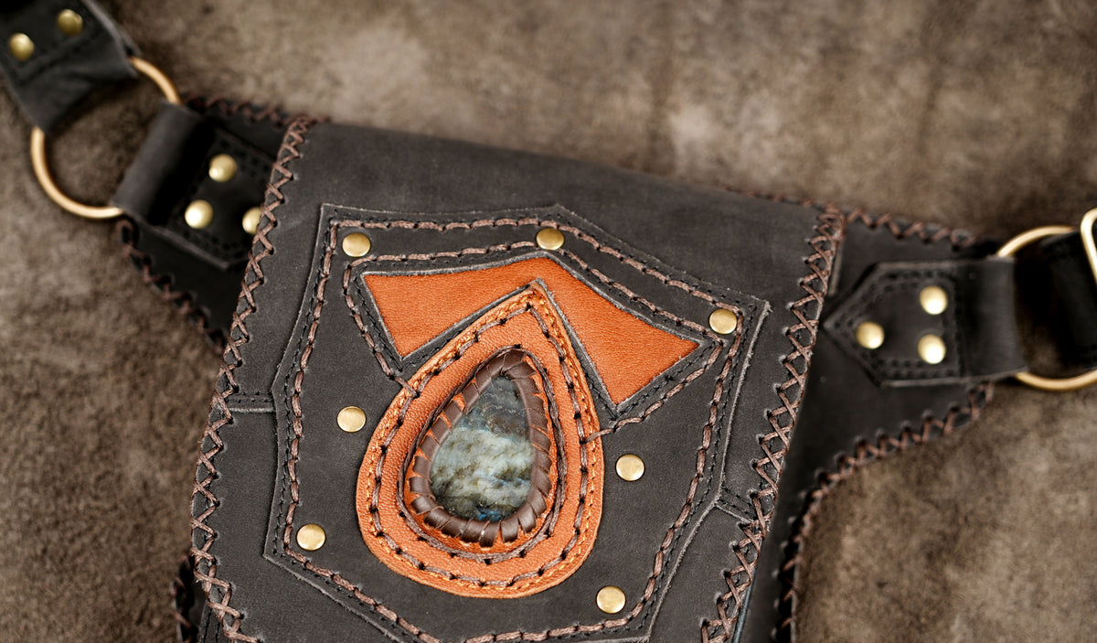 Alternative fashion black leather holster bag for women and men