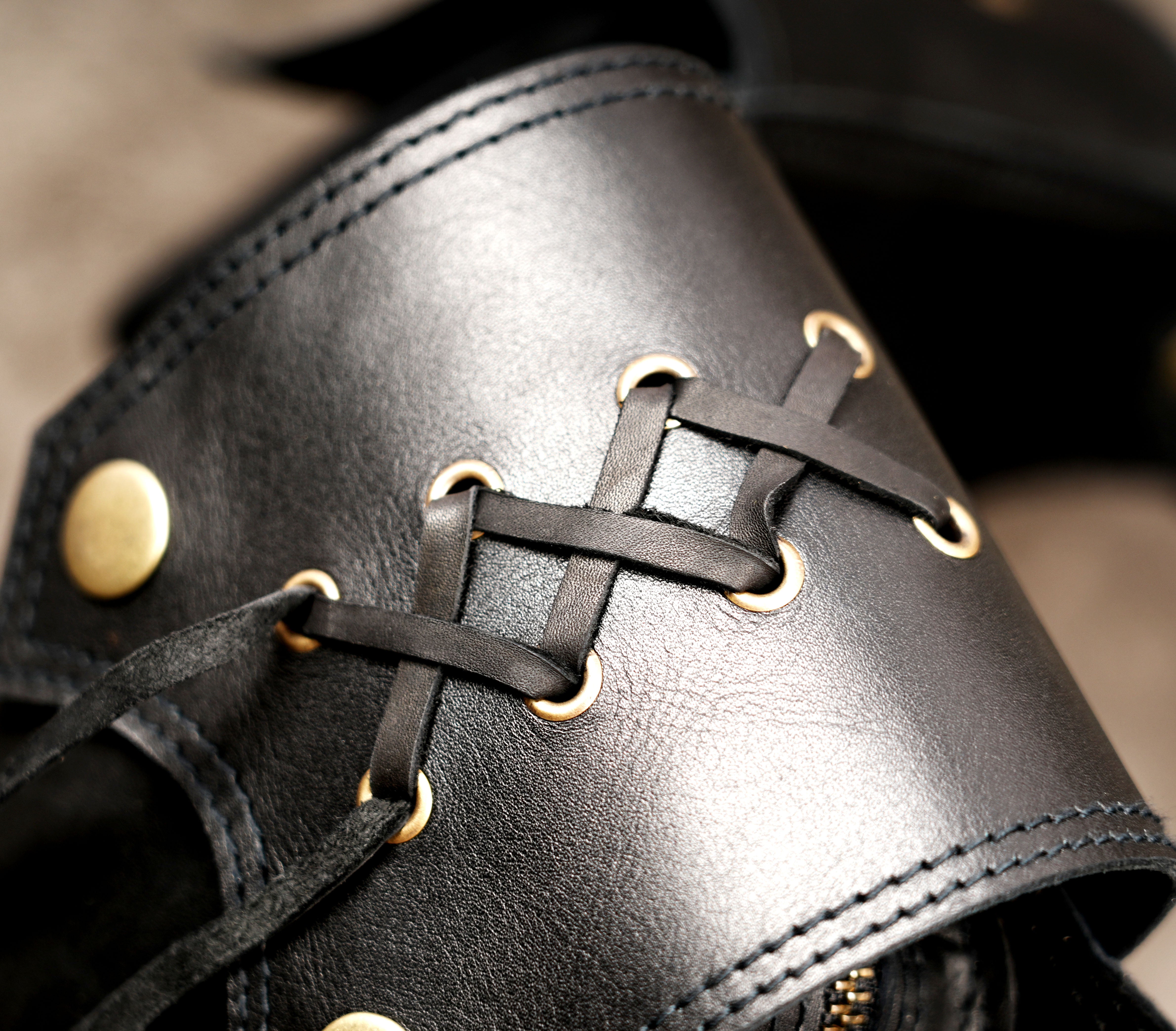 Medieval leather belt with multiple storage pouches