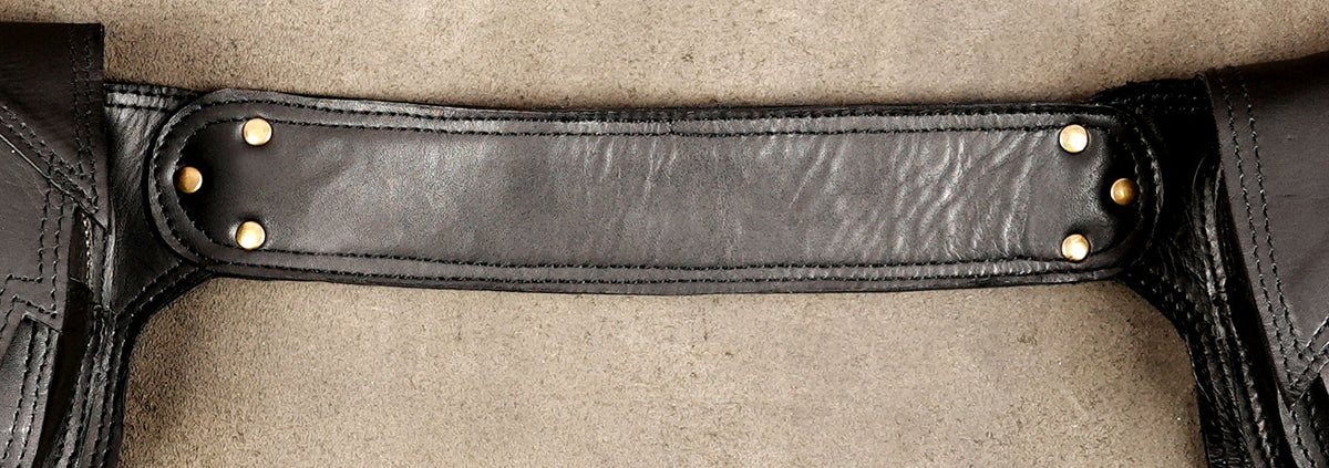 Handmade leather belt pouch with antique brass studs