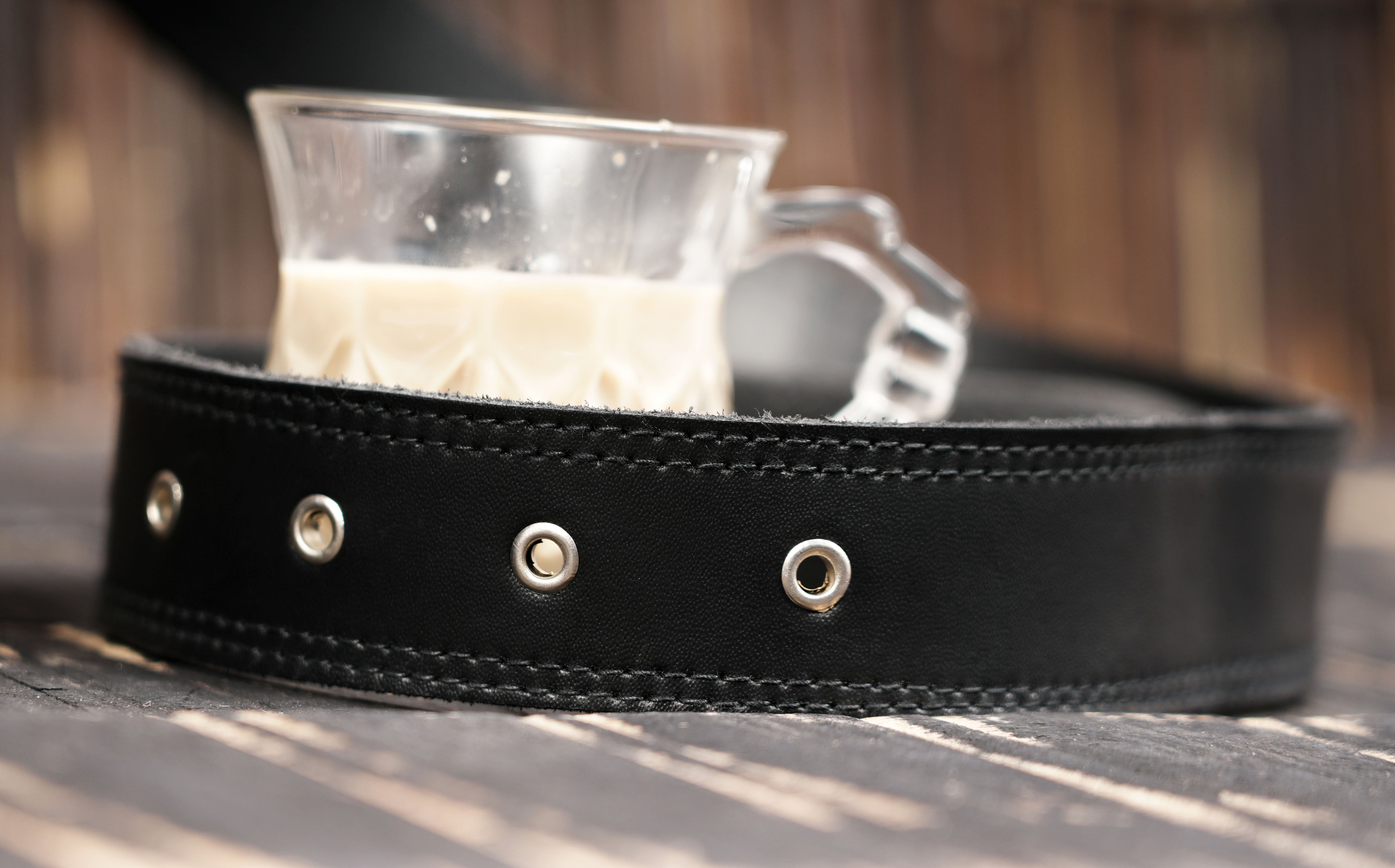 Black leather waist thigh belt with zipper pouch || Unisex leather waist thigh belt with front pouch (LT/NS/WBTS/6005)