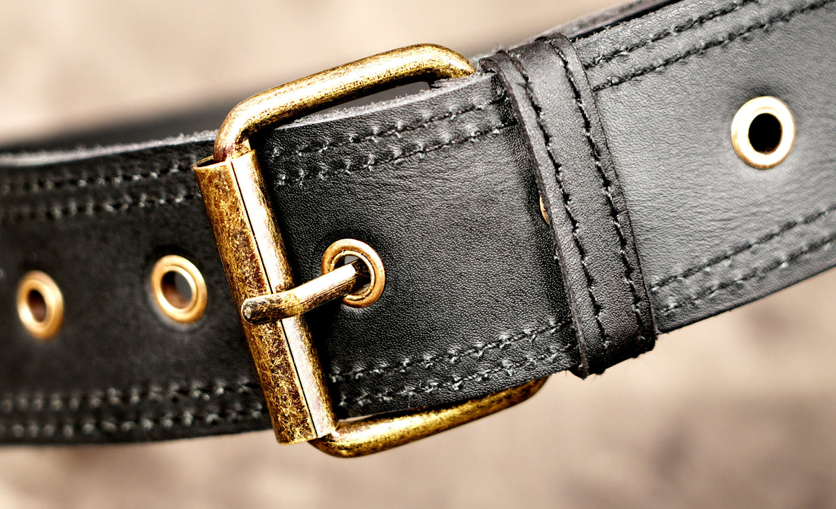 Handmade black leather utility belt pouch for men and women