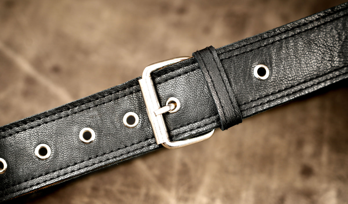 Black leather holster bag for festivals, concerts, and raves