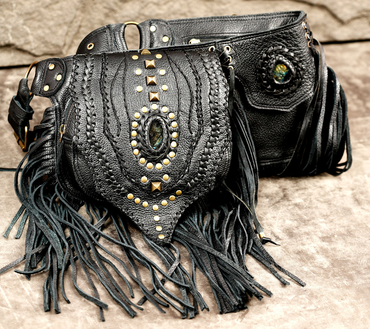 Leather fringe belt for festivals and concerts