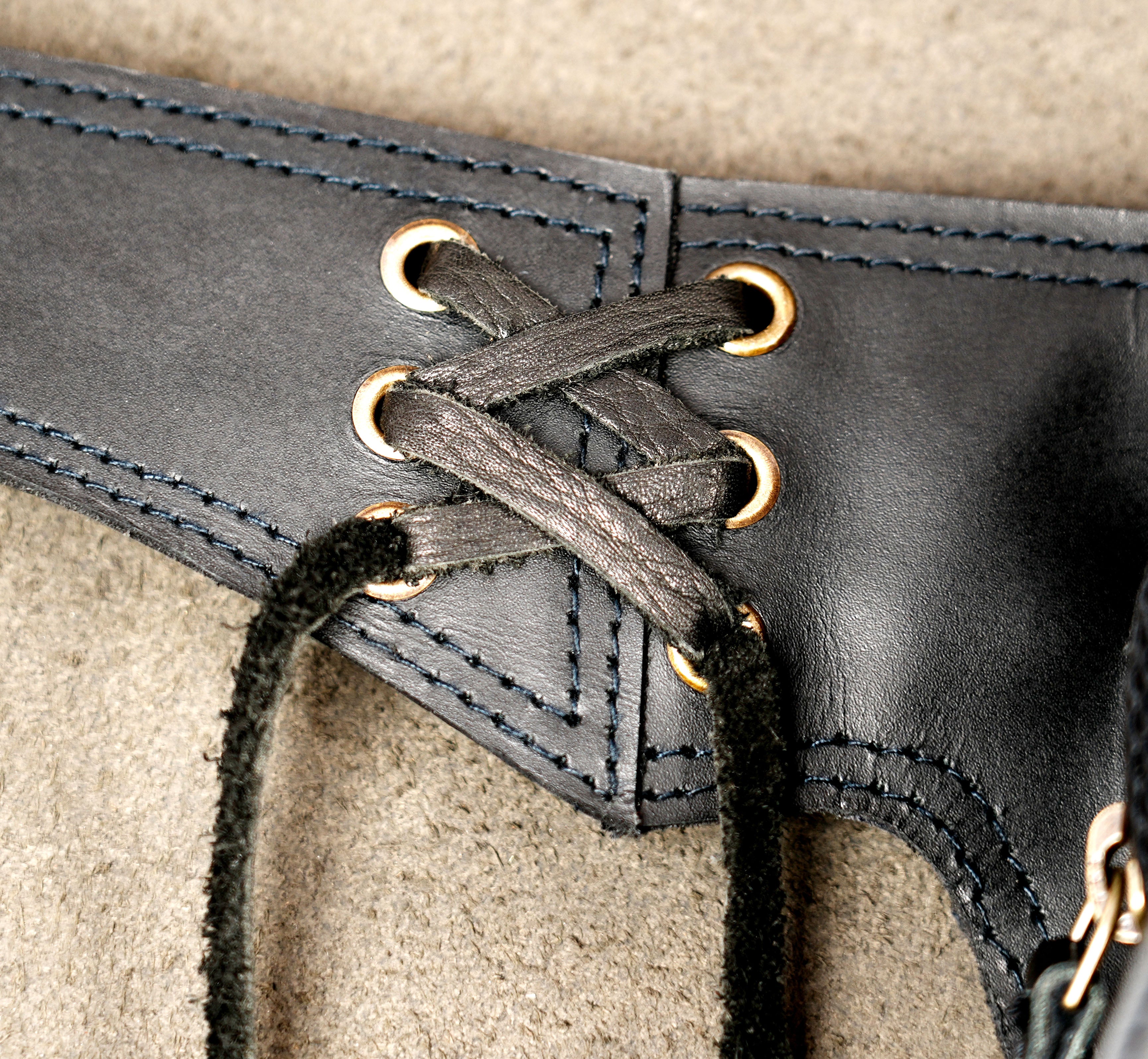 Handmade black leather hip belt for festivals and events