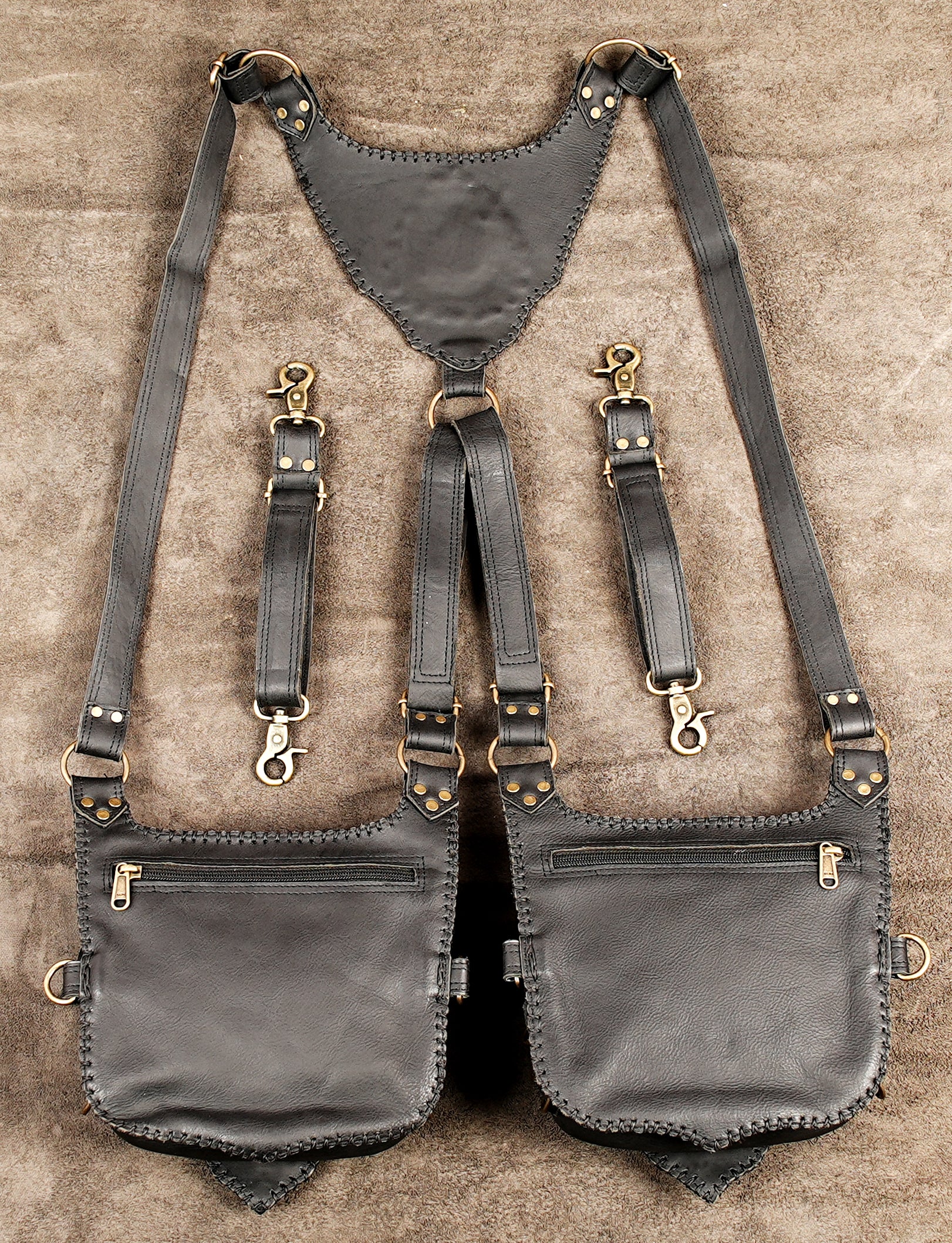 Handcrafted dual hip bag