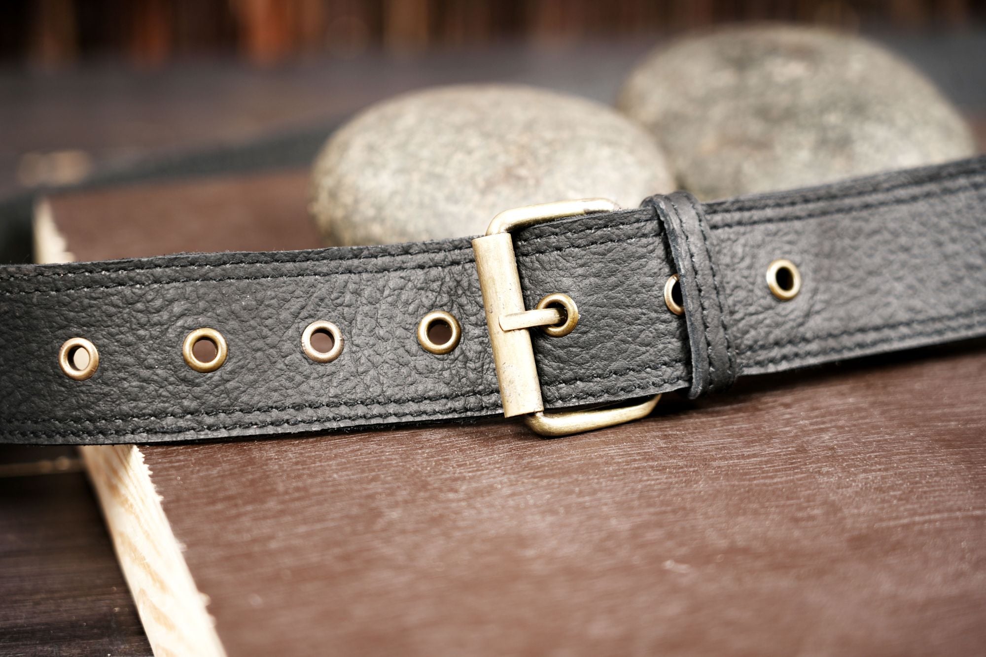 Tribal leather hip bag with gemstone