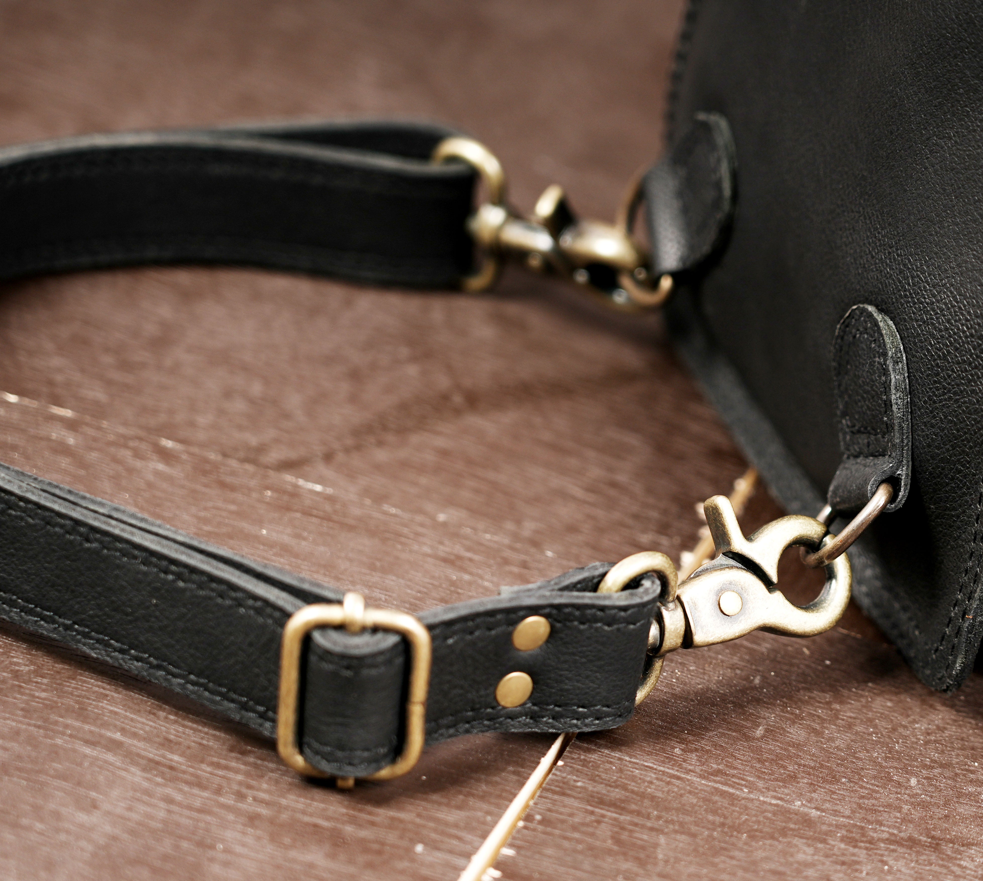 Unisex leather thigh belt with studded utility pouch