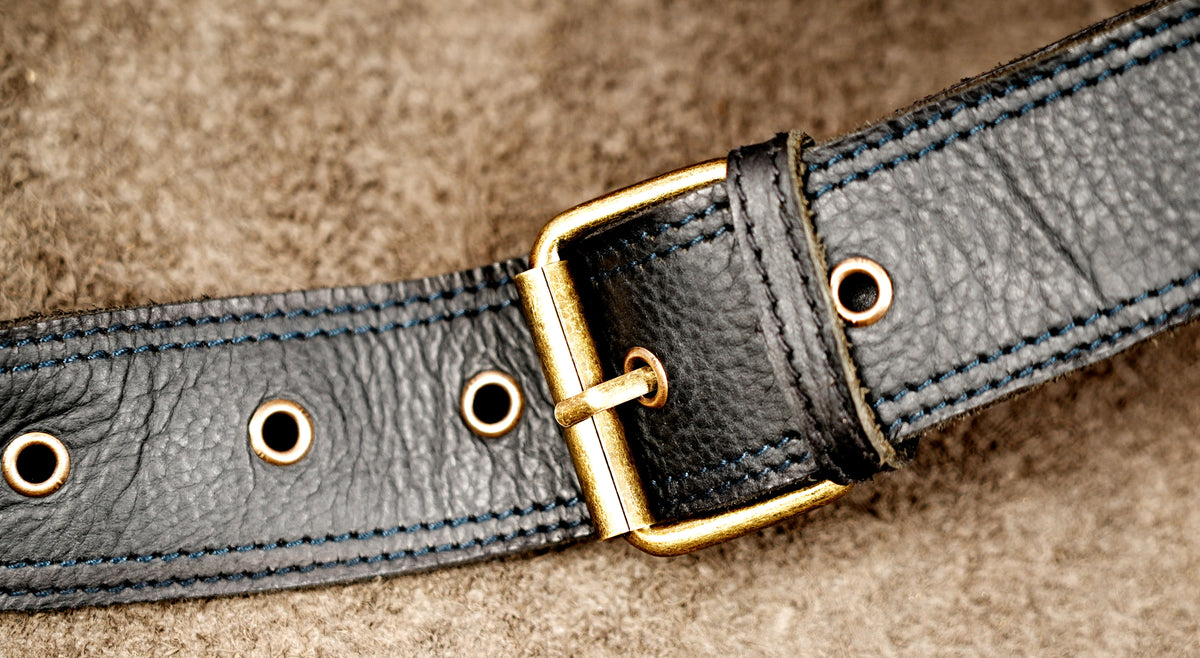 Rustic leather waist belt with natural stone accent