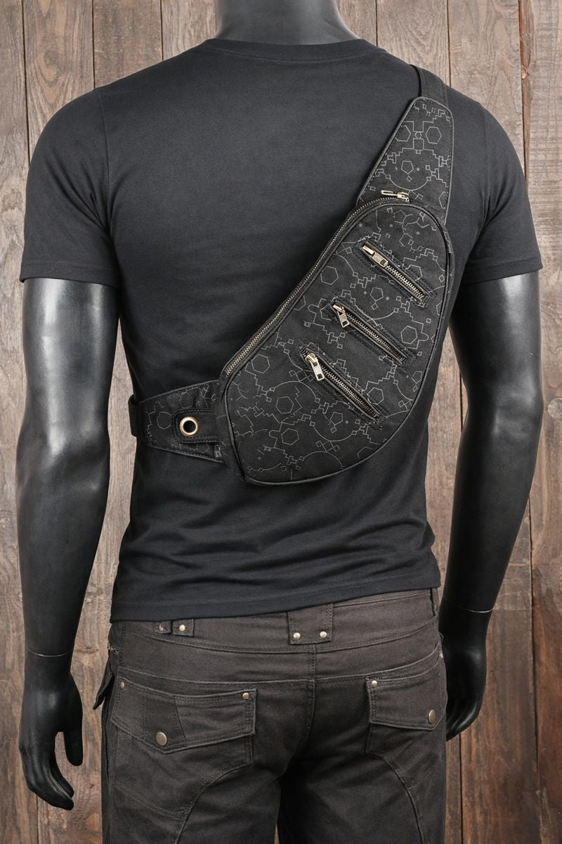 Stylish black cotton crossbody shoulder belt pouch