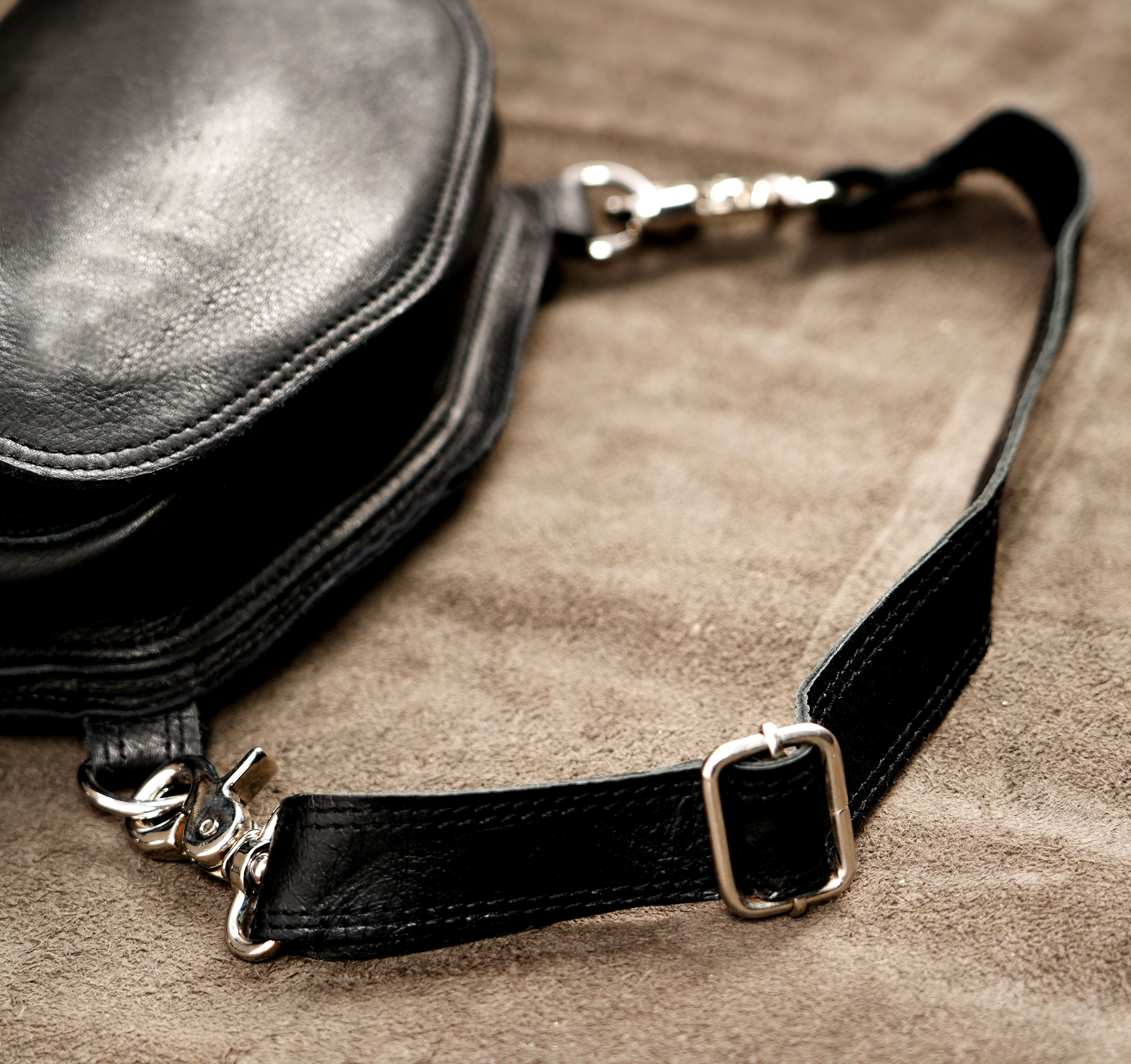 Unisex leather thigh fanny pack featuring adjustable waist and leg straps for a secure, custom fit