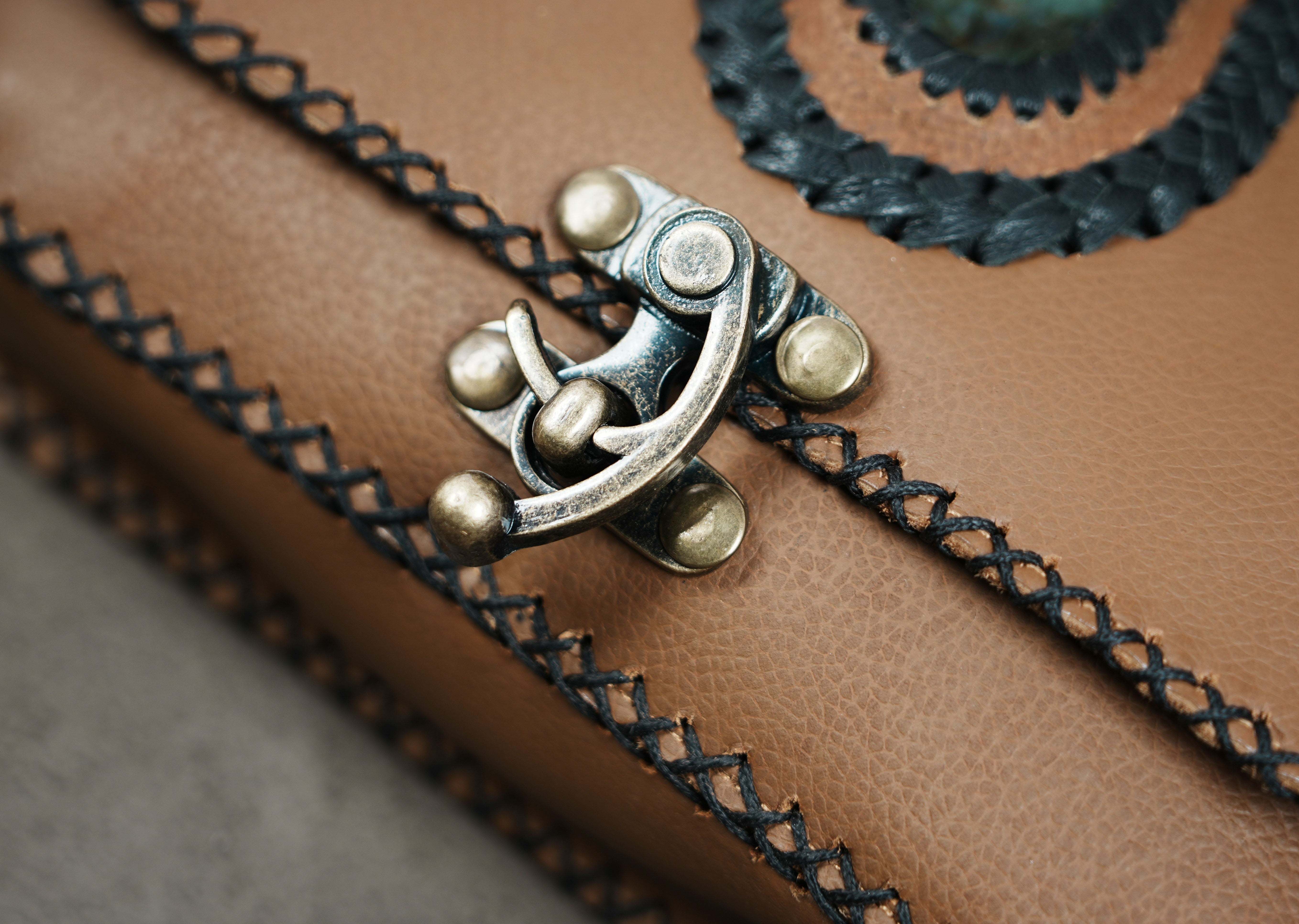 Adjustable brown leather hip bag for festivals and travel