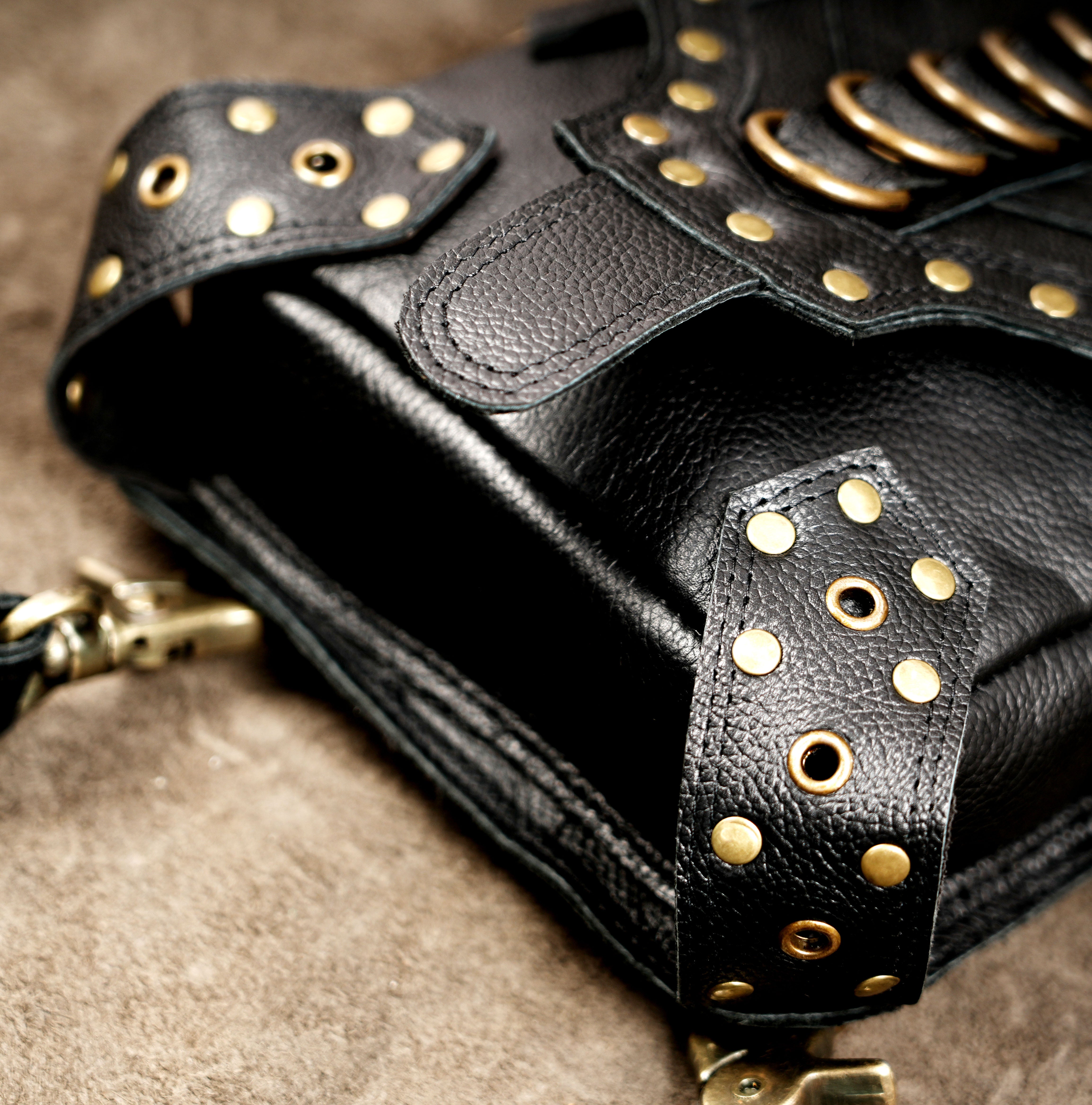 Adjustable leather hip bag for festivals and outdoor travel
