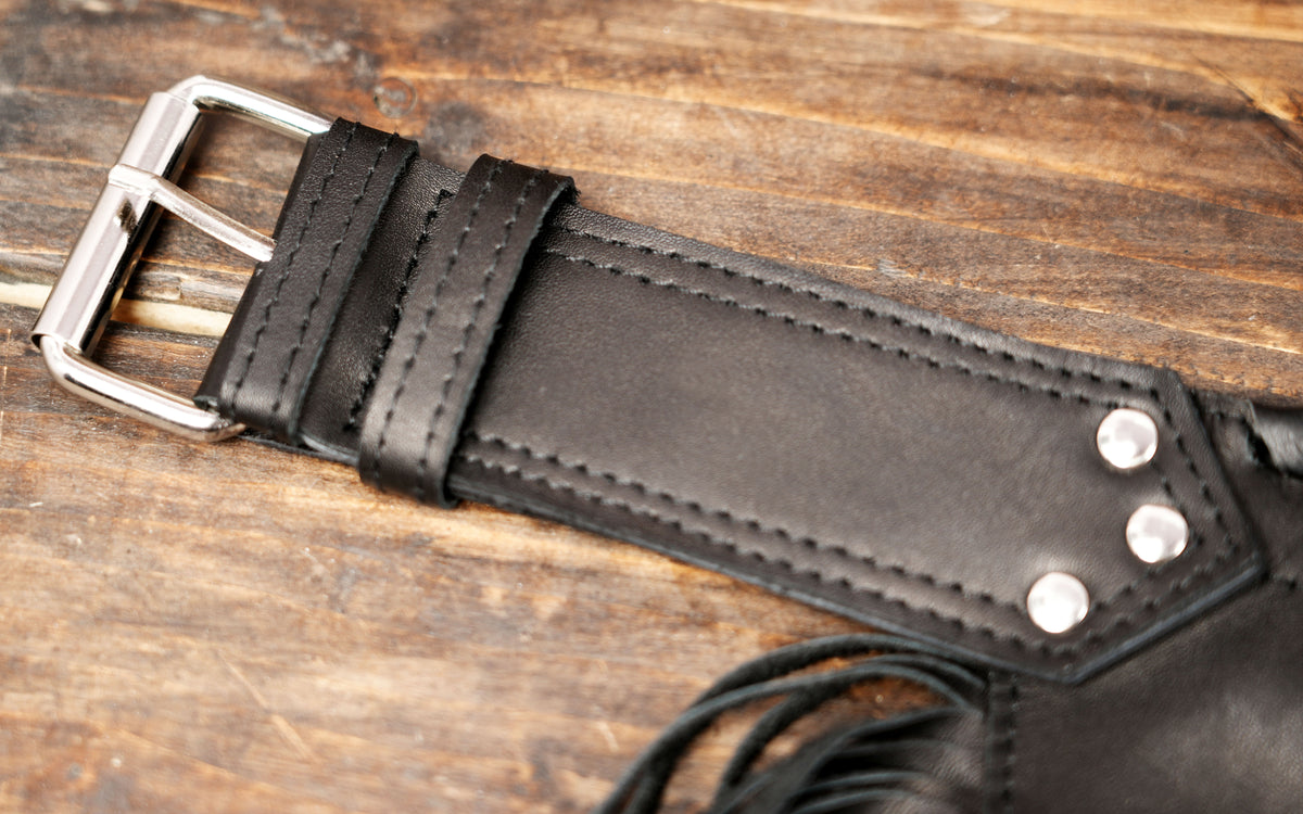 Adjustable leather pocket belt for festivals and travel