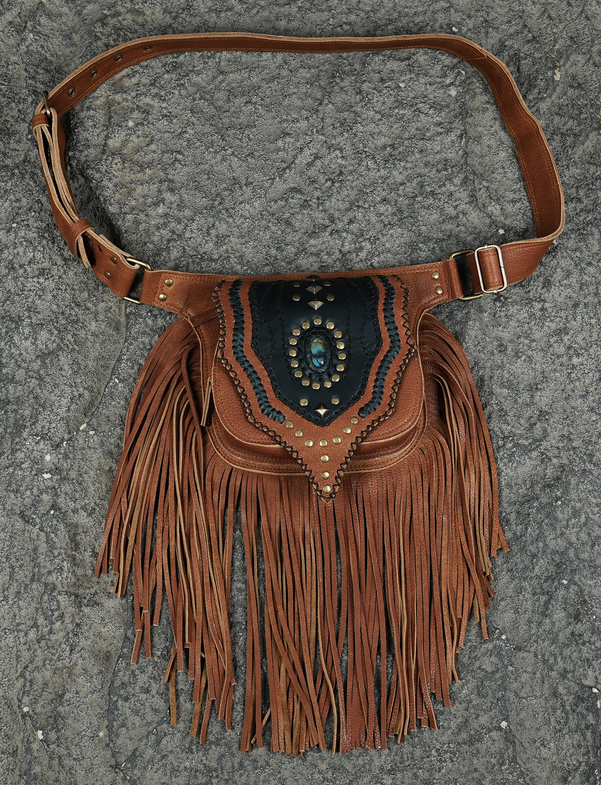Adjustable white leather hip pouch for boho festival outfits