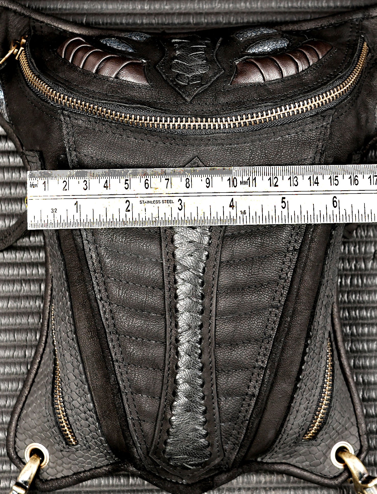 Black leather utility pouch for Burning Man outfits