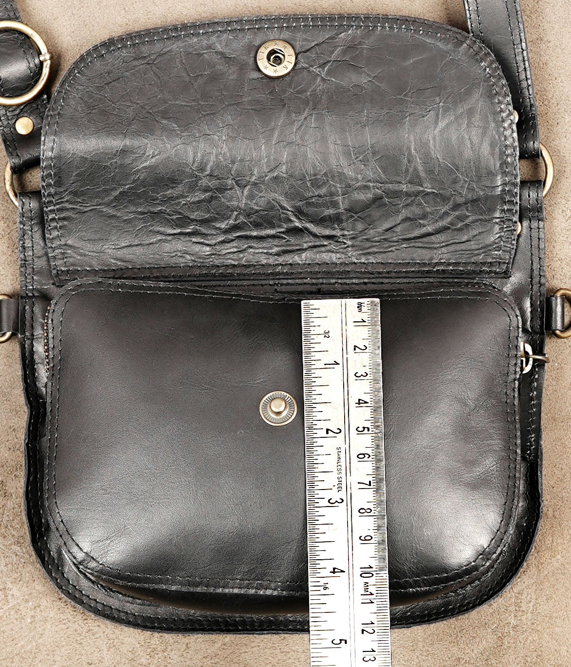 Double Black Leather Hip Pouch Set with Adjustable Shoulder Harness